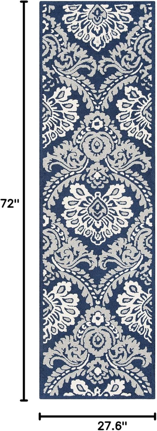 Blossom BLM106 Hand Tufted Indoor Runner Rug - Blue/Ivory - 2'3"x6' - Safavieh