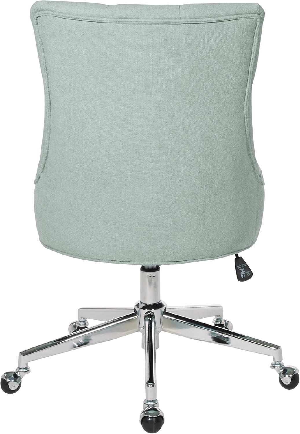 Amelia Office Chair in Mint Blue Fabric with Chrome Base