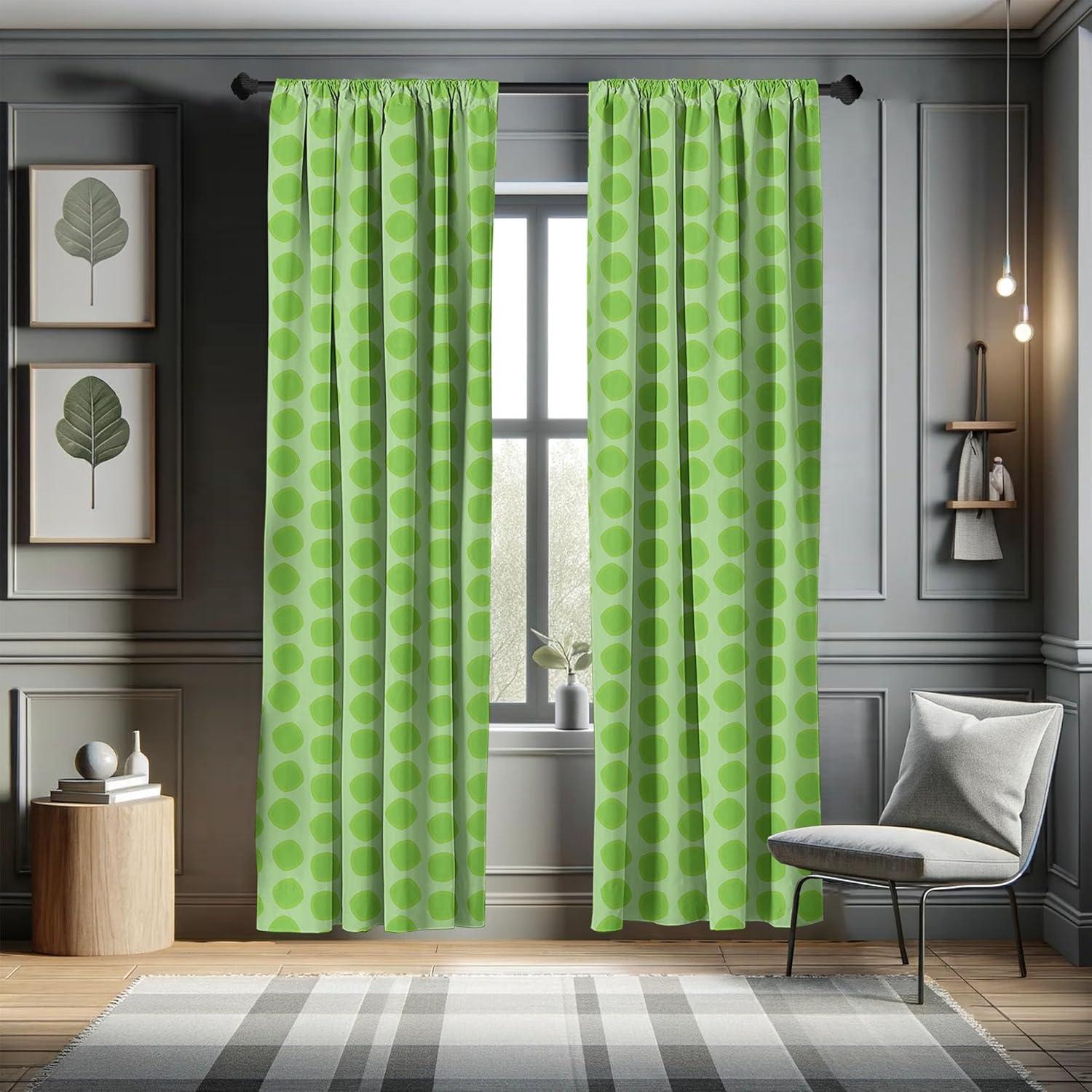 Ambesonne Lime Green Curtains, Simple Geometrical, Pair of 28"x63", Almond Green