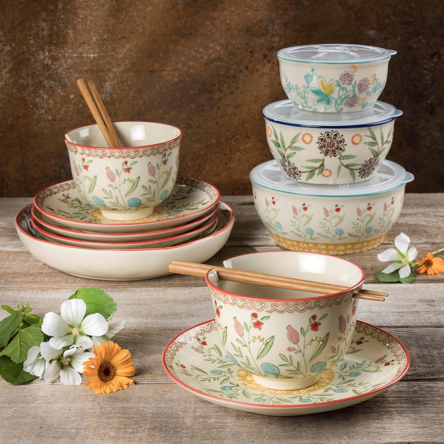 Ella 3 Piece Stoneware Storage Bowls Set with Lids