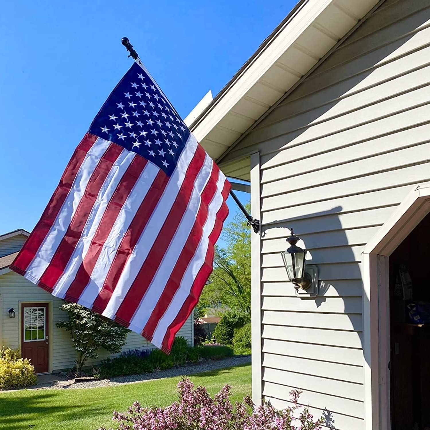 Patriotic Blue Polyester Outdoor American Flag with Embroidered Stars