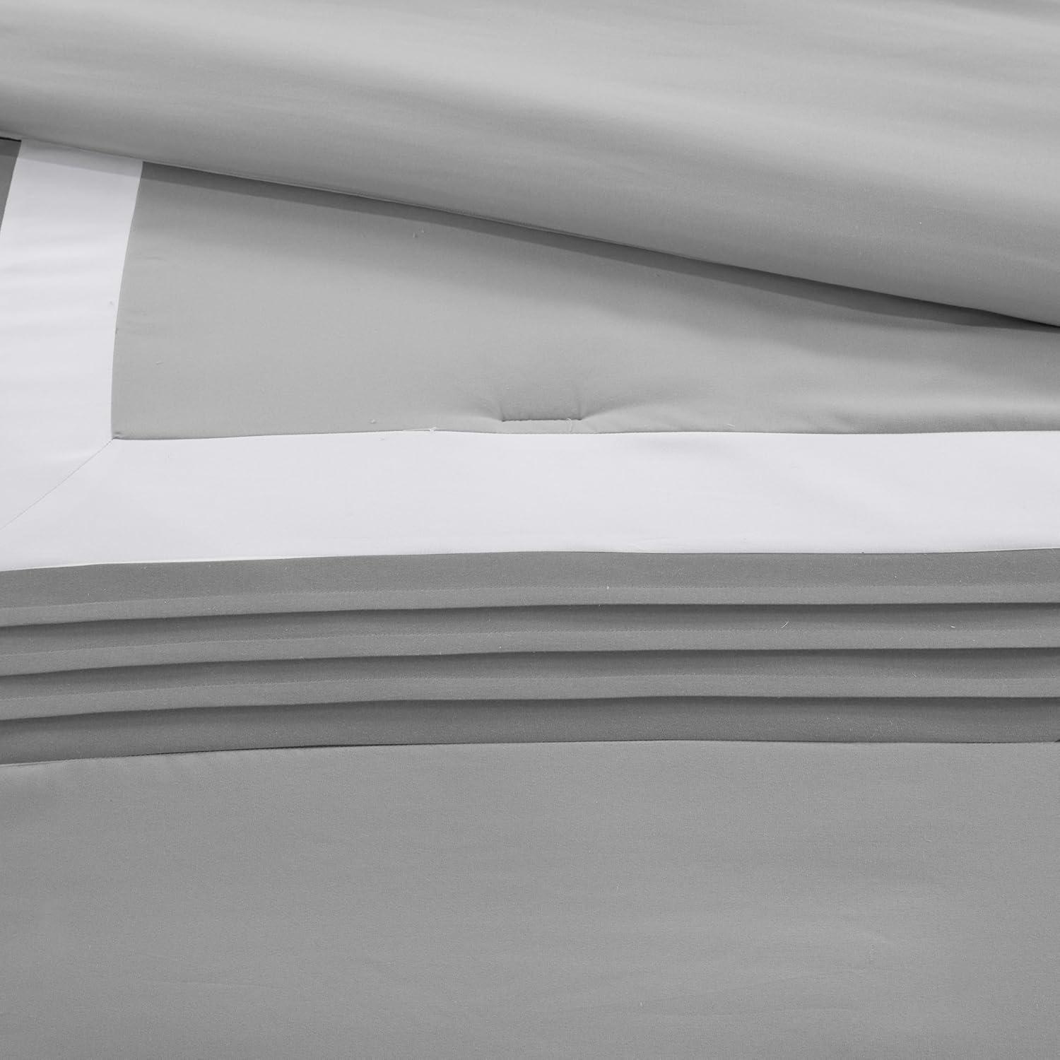 Comfort Spaces Malcom Textured Print Reversible Comforters for Full/Queen Beds, Gray