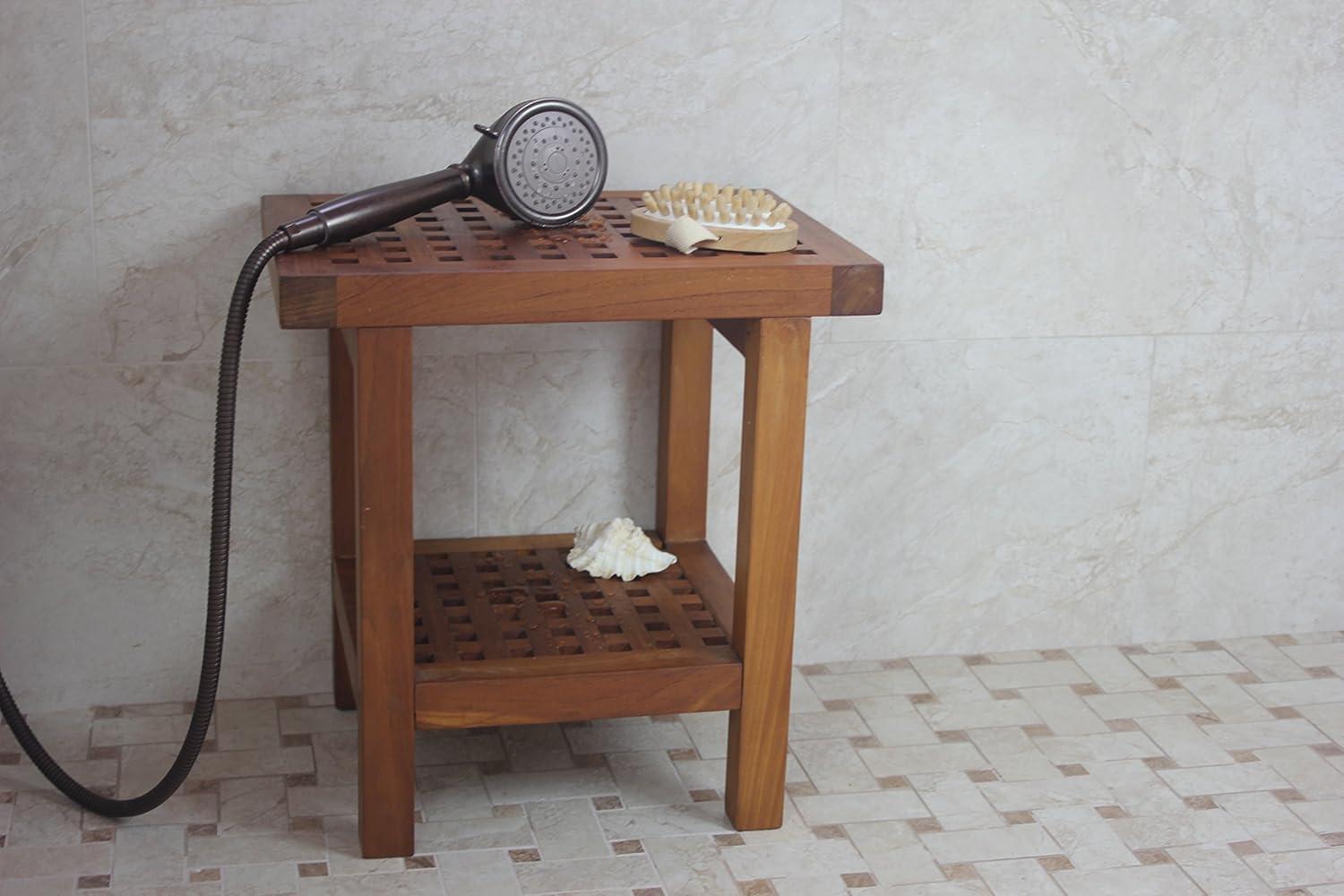 Grate Teak 12.75'' W Teak Shower Bench