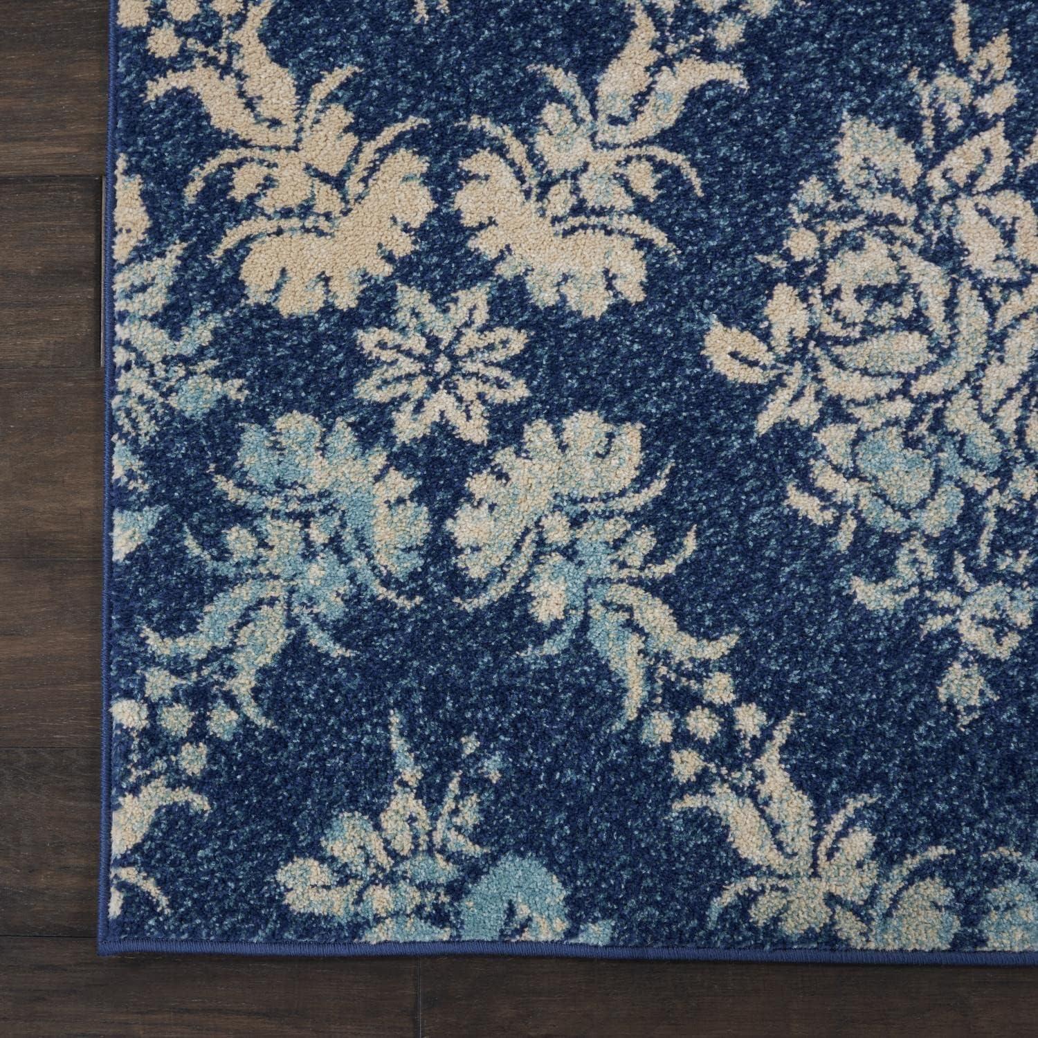 Nourison Tranquil Floral Navy/Light Blue 8' x 10' Area Rug, (8x10)