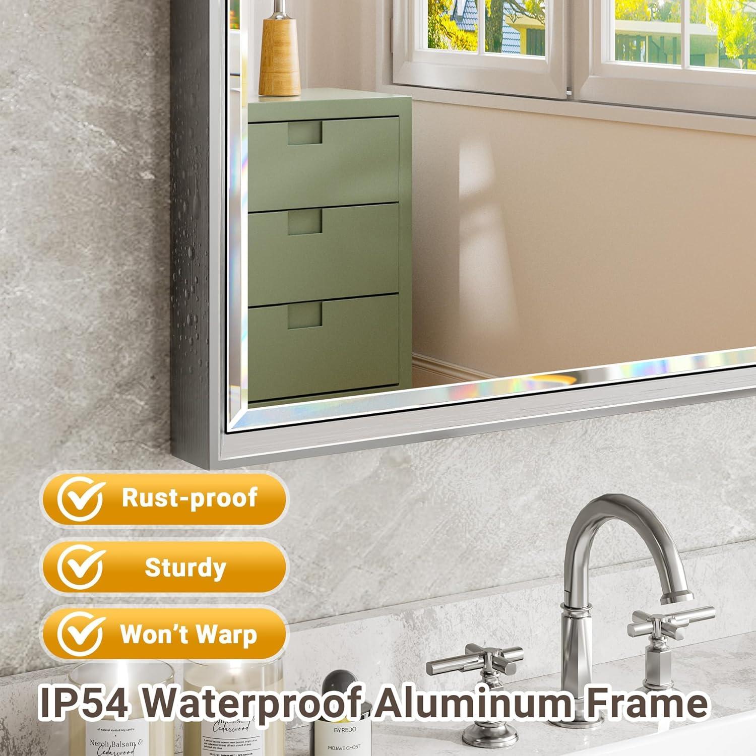 Decorative Wall Mirror Beveled Design, Bathroom Vanity Mirror Accent Mirror Finish