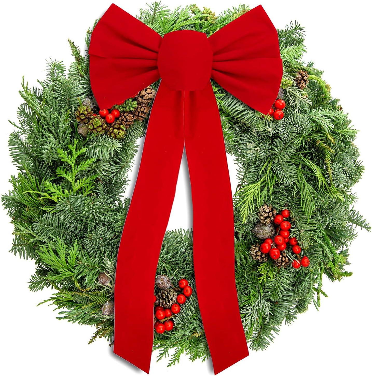 JOYFY 12pcs Christmas Red Velvet Bow Decoration for Christmas Party