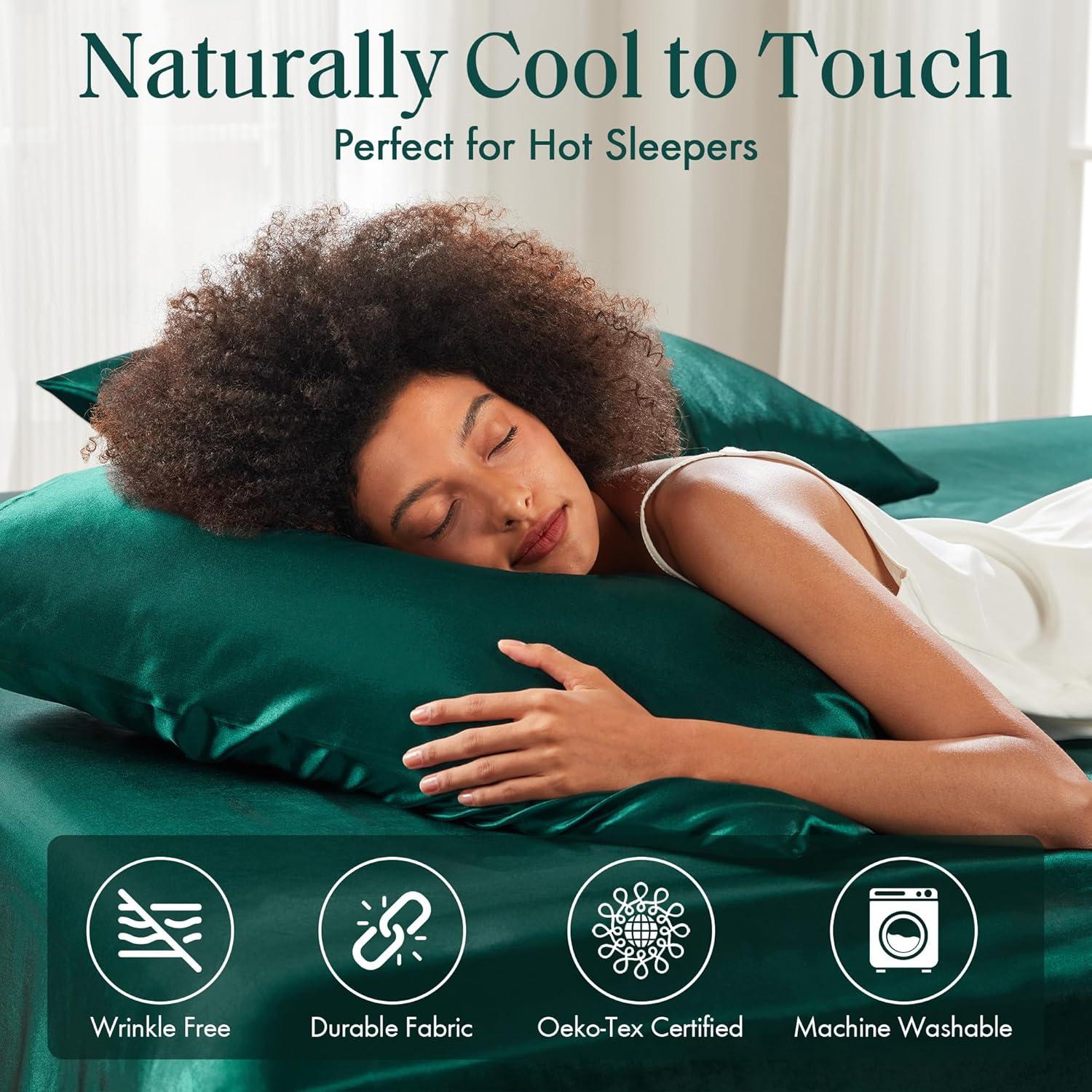 Madison Park King 2pc Satin Luxury Pillowcases Emerald