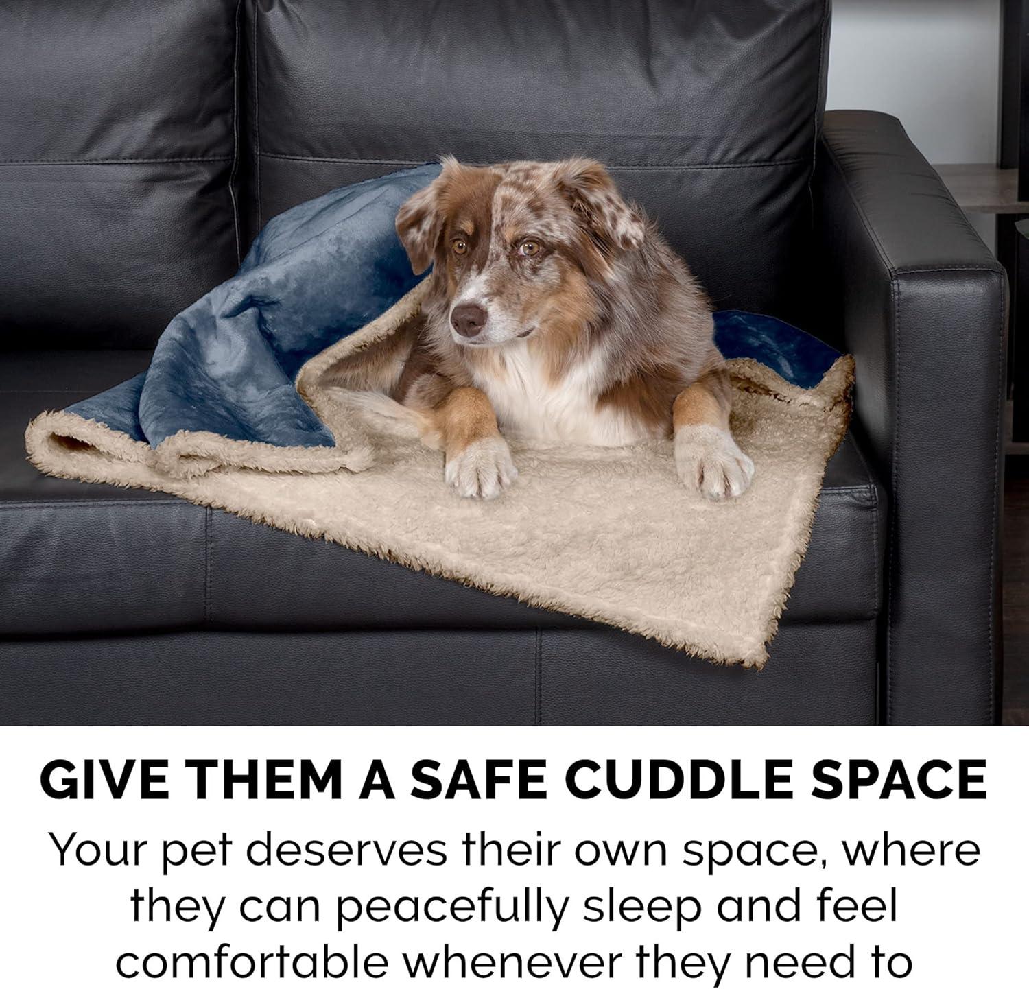 FurHaven Soft-Edge Snuggly & Warm Waterproof Blanket for Cats & Dogs - Small, Cozy Denim