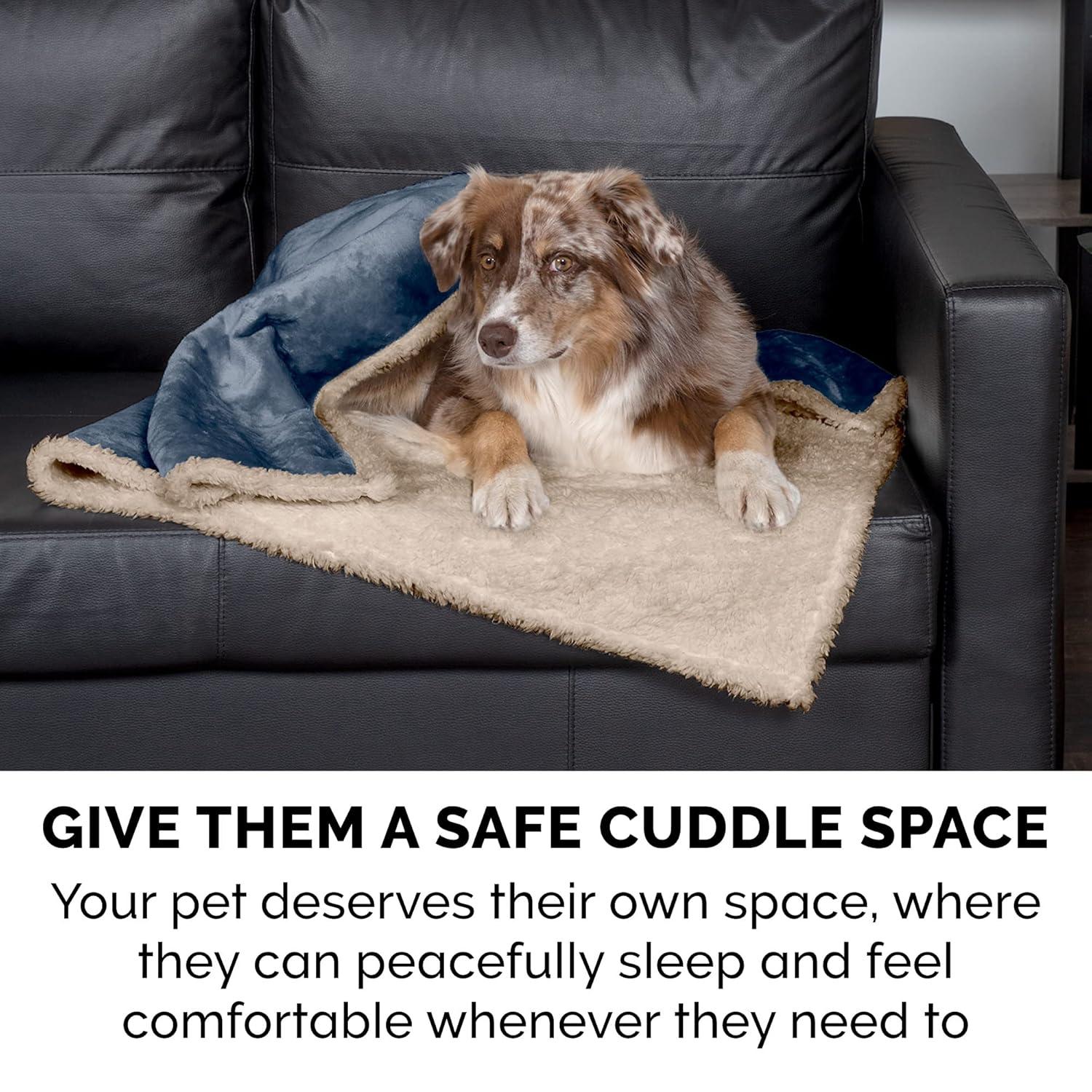 FurHaven Soft-Edge Snuggly & Warm Waterproof Blanket for Cats & Dogs - Small, Cozy Denim