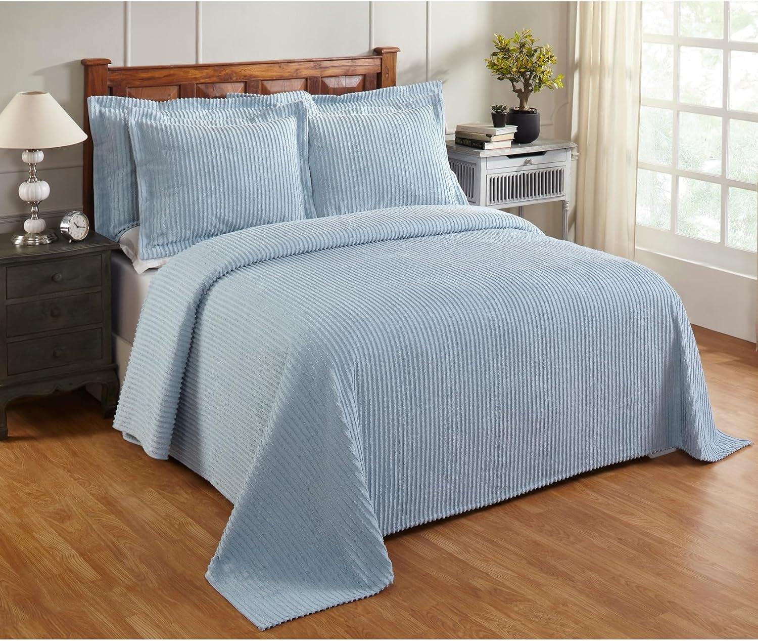 Better Trends Jullian 100% Cotton Tufted - Classic Stripe Bedspread Soft & Cozy Bedding for All Seasons, Machine Washable Coverlet