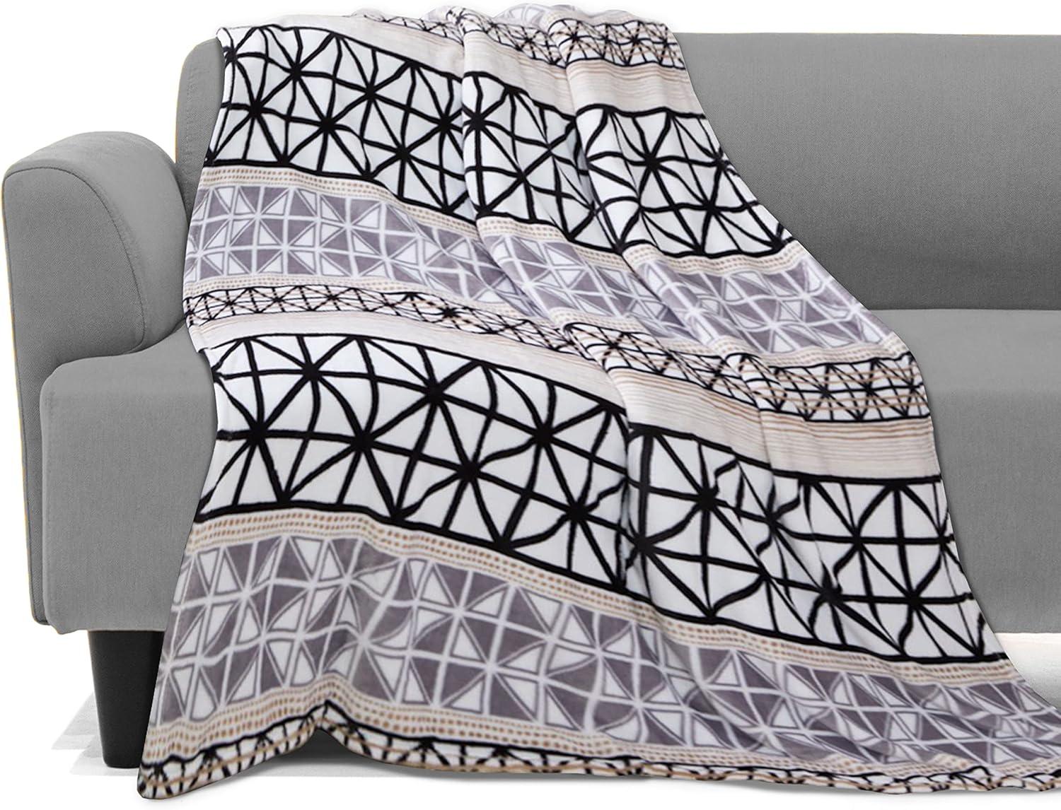 Elegant Comfort Lightweight Printed Throw Blanket- All Season, Ultra Soft, Cozy and Plush- Decorative Throw Blankets, Perfect for Lounging, 50 x 70 inches, Brexton, Throw Blanket