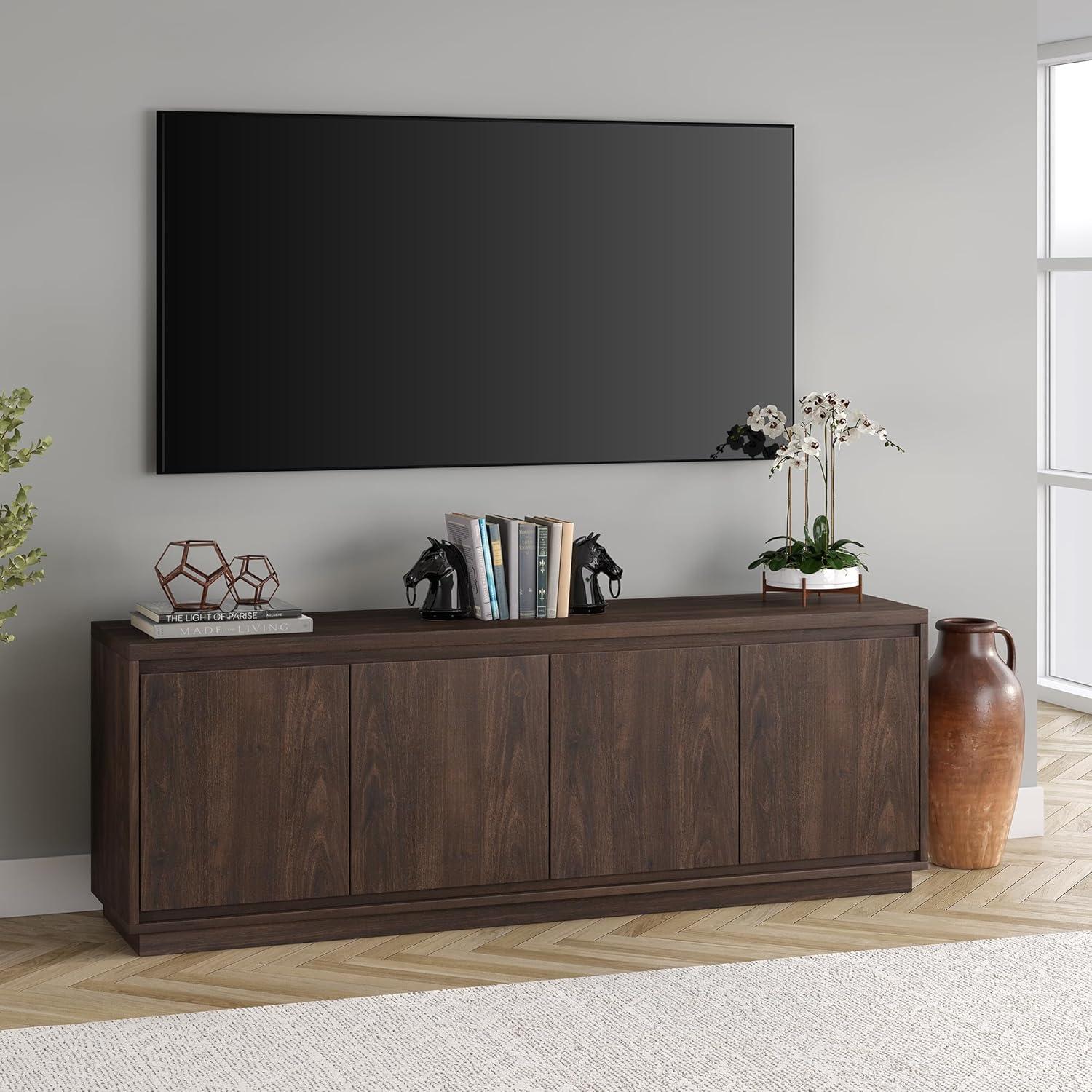 Evelyn&Zoe Presque Rectangular TV Stand for TV's up to 75", Alder Brown