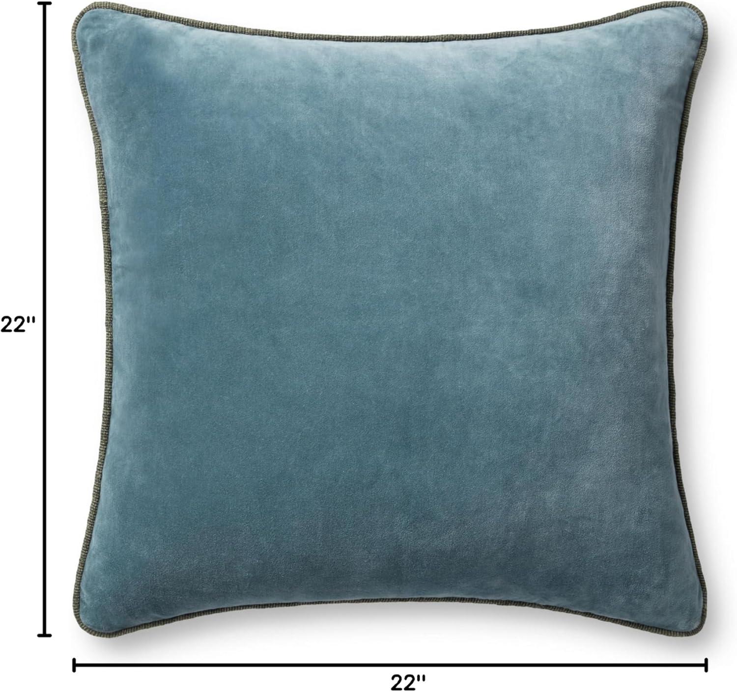 Liza 22" Dusky Blue Velvet Cotton Pillow Cover