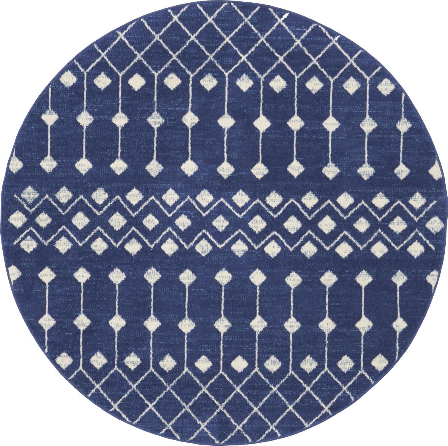 Nourison Grafix GRF37 Indoor Area Rug Navy 5'3" x ROUND