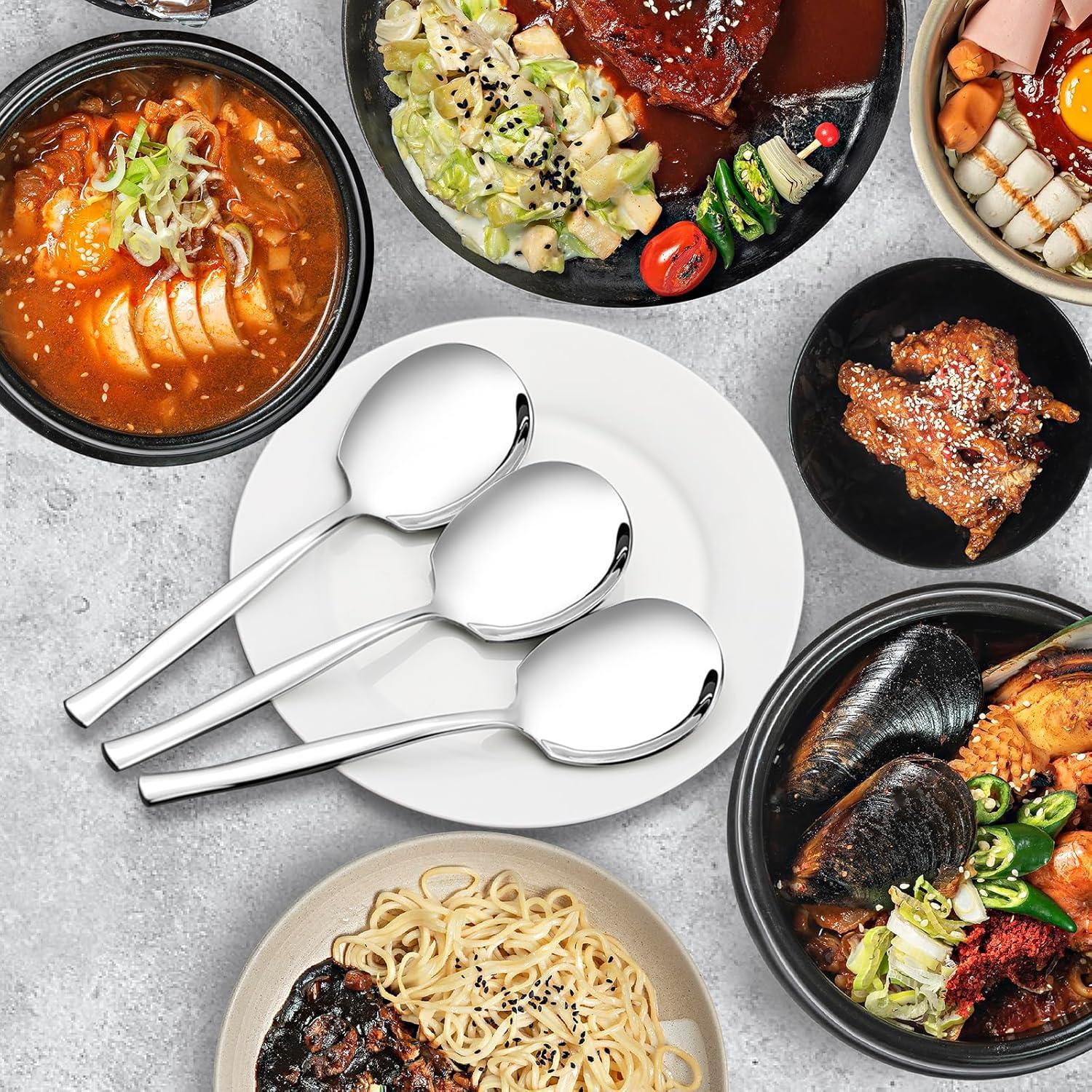 6 Pieces Stainless Steel Serving Spoon, Large Buffet Serving Spoon Set