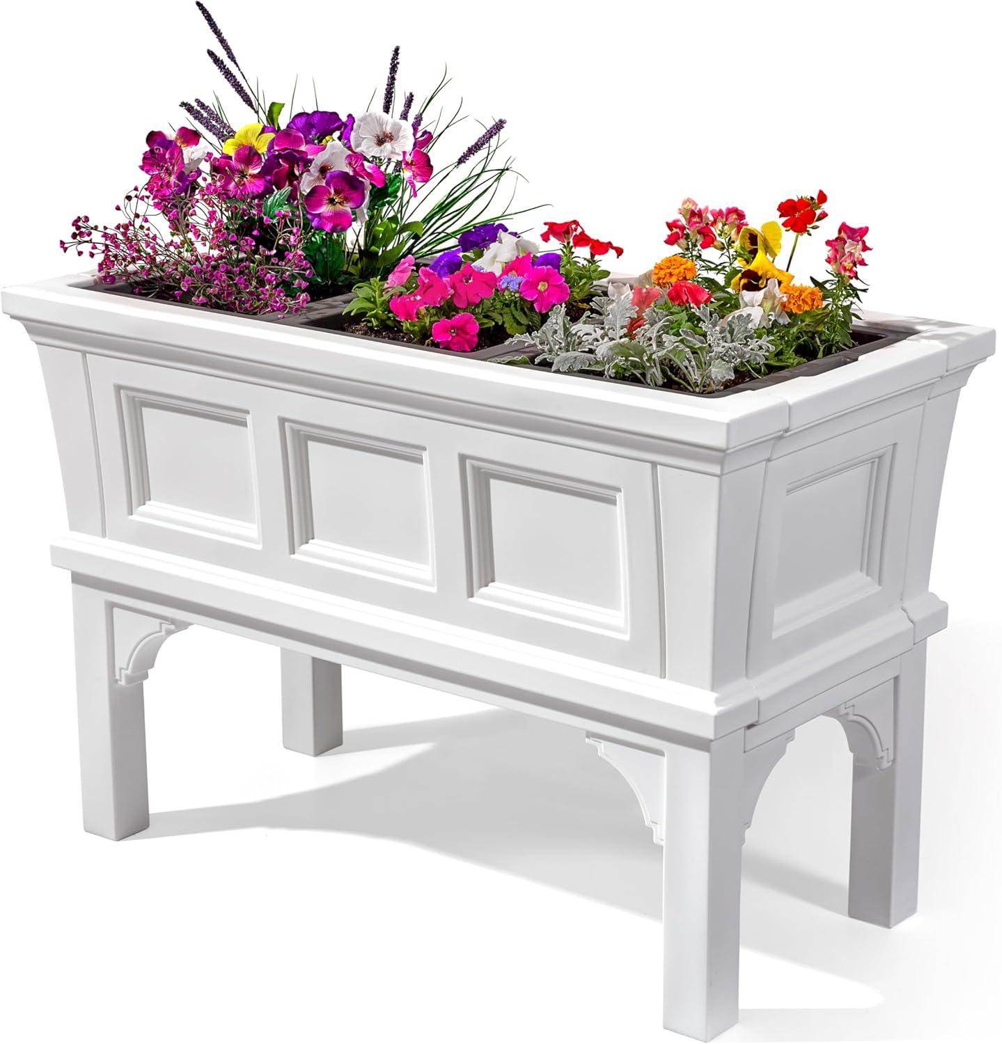 Classic White Raised Garden Planter Box for Outdoor & Indoor, 24"x39"