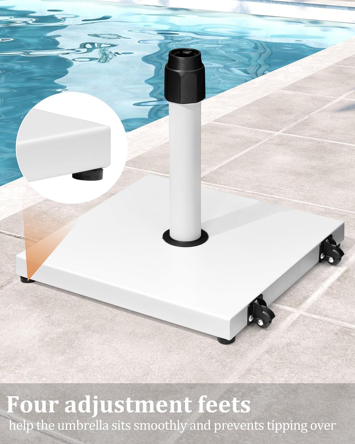 45lbs Patio Umbrella Base - Heavy Duty Outdoor Patio Market Umbrella Stand for Deck, Poolside, Balcony, Wind-Resistant Design, Grey