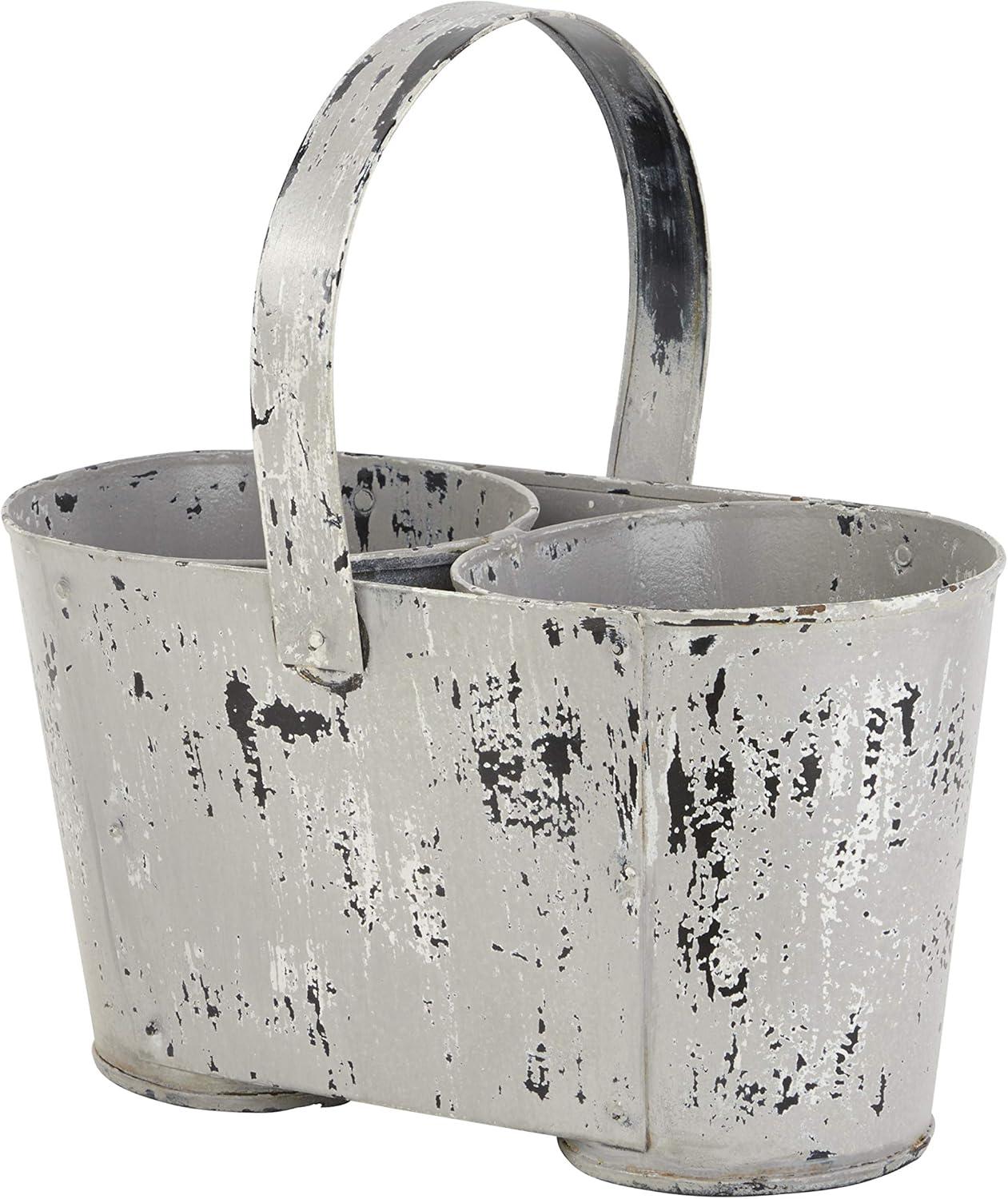 12" Wide Planter with Handle, Farmhouse Metal for Indoor/Outdoor Use - Olivia & May: Iron, No Drainage Holes