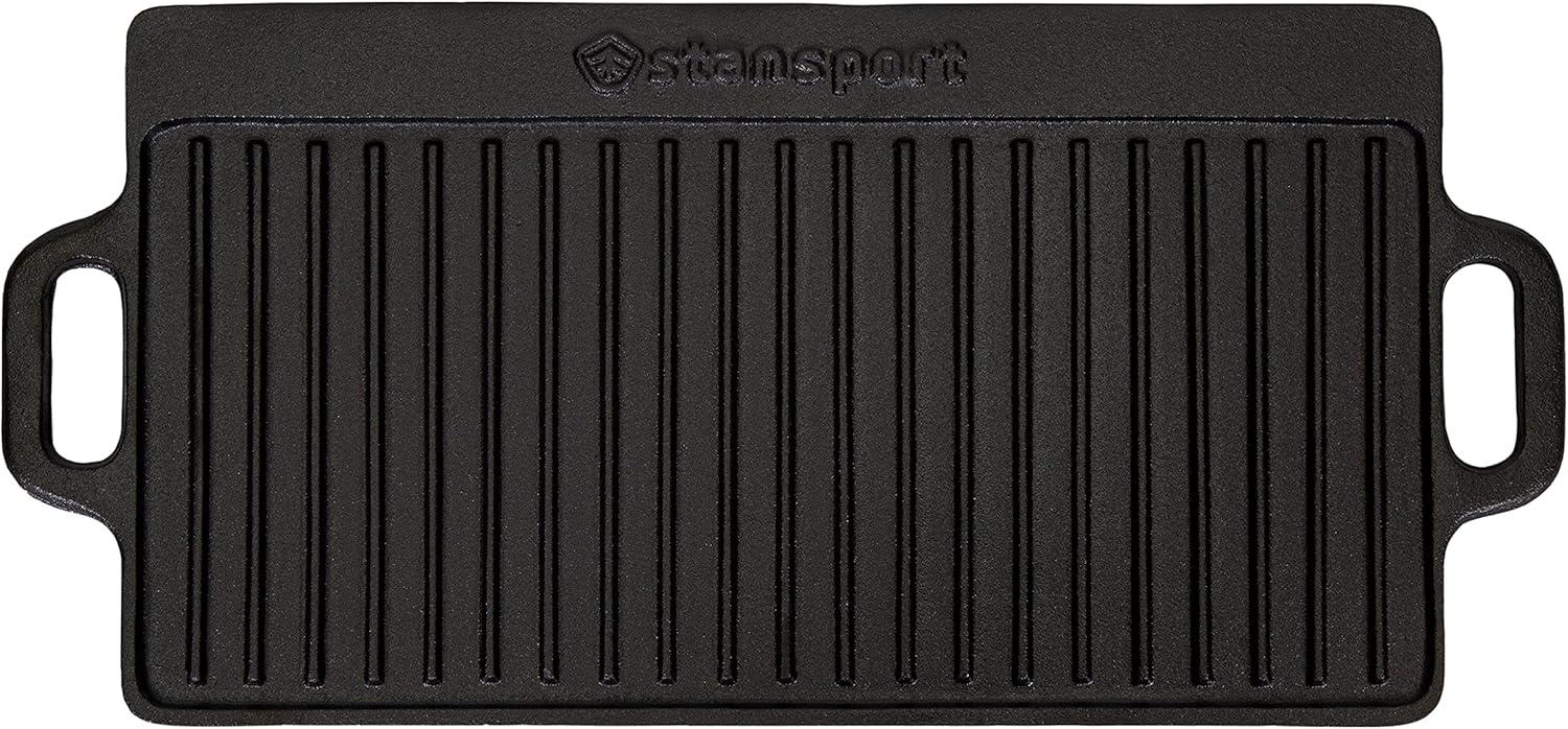 Stansport Pre-Seasoned Cast Iron Griddle with Reversible Cooking Surface