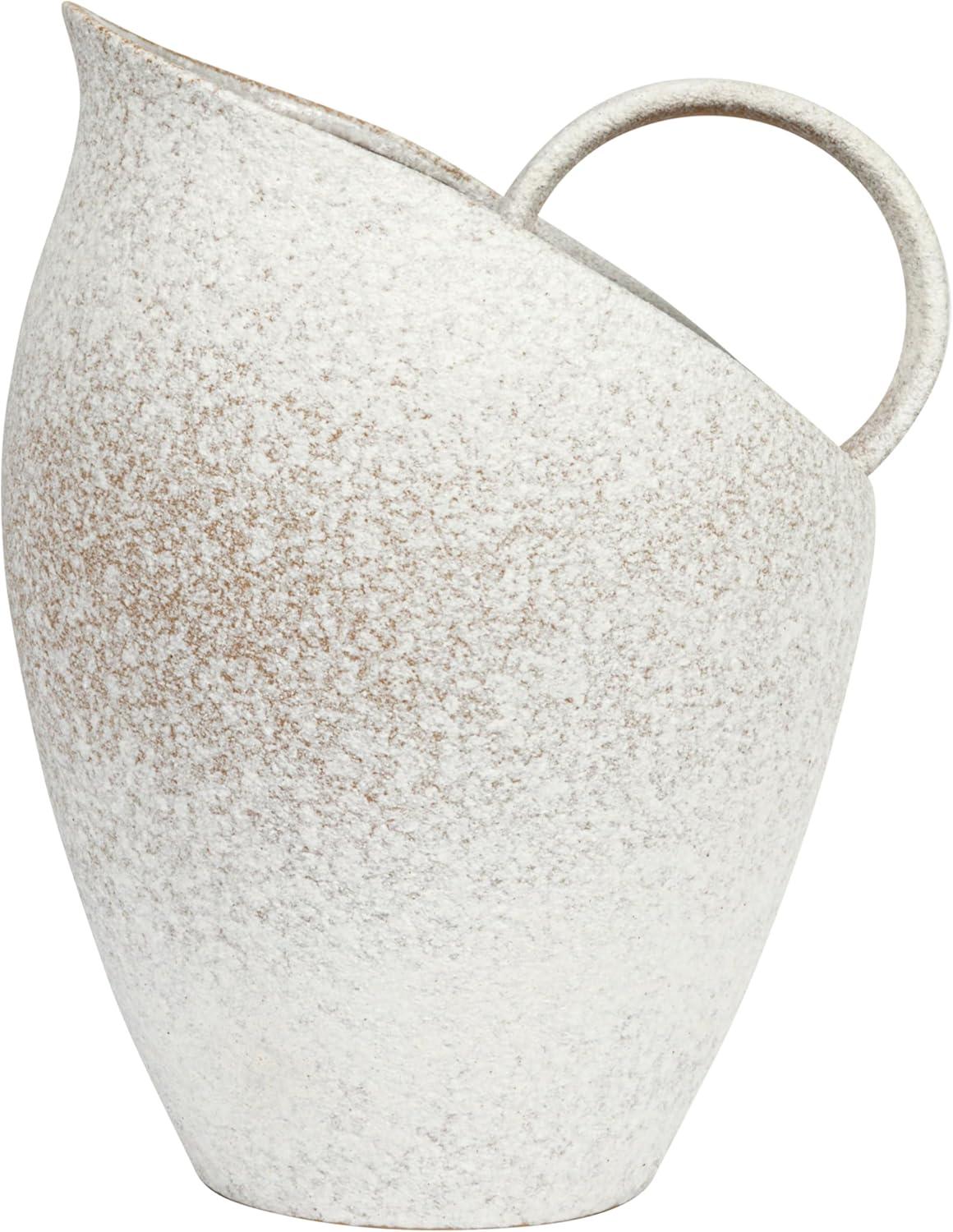 Bloomingville 9 Inches 82-Ounce Textured Stoneware Pitcher in Reactive Glaze, White