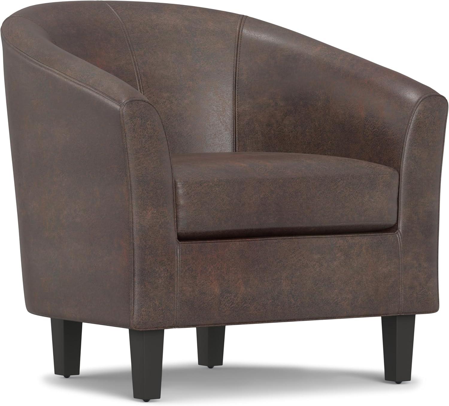 Simpli Home Austin 30"W Upholstered Vegan Faux Leather Contemporary Tub Accent Chair with High Arms and Deep Seat