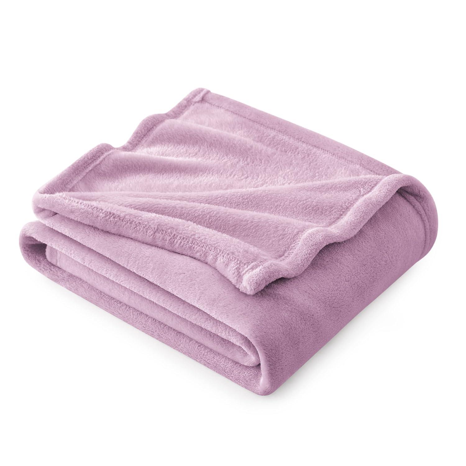 Bedsure Fleece Throw Blanket for Couch Lilac - Lightweight Plush Fuzzy Cozy Soft Blankets and Throws for Sofa, 50x60 inches