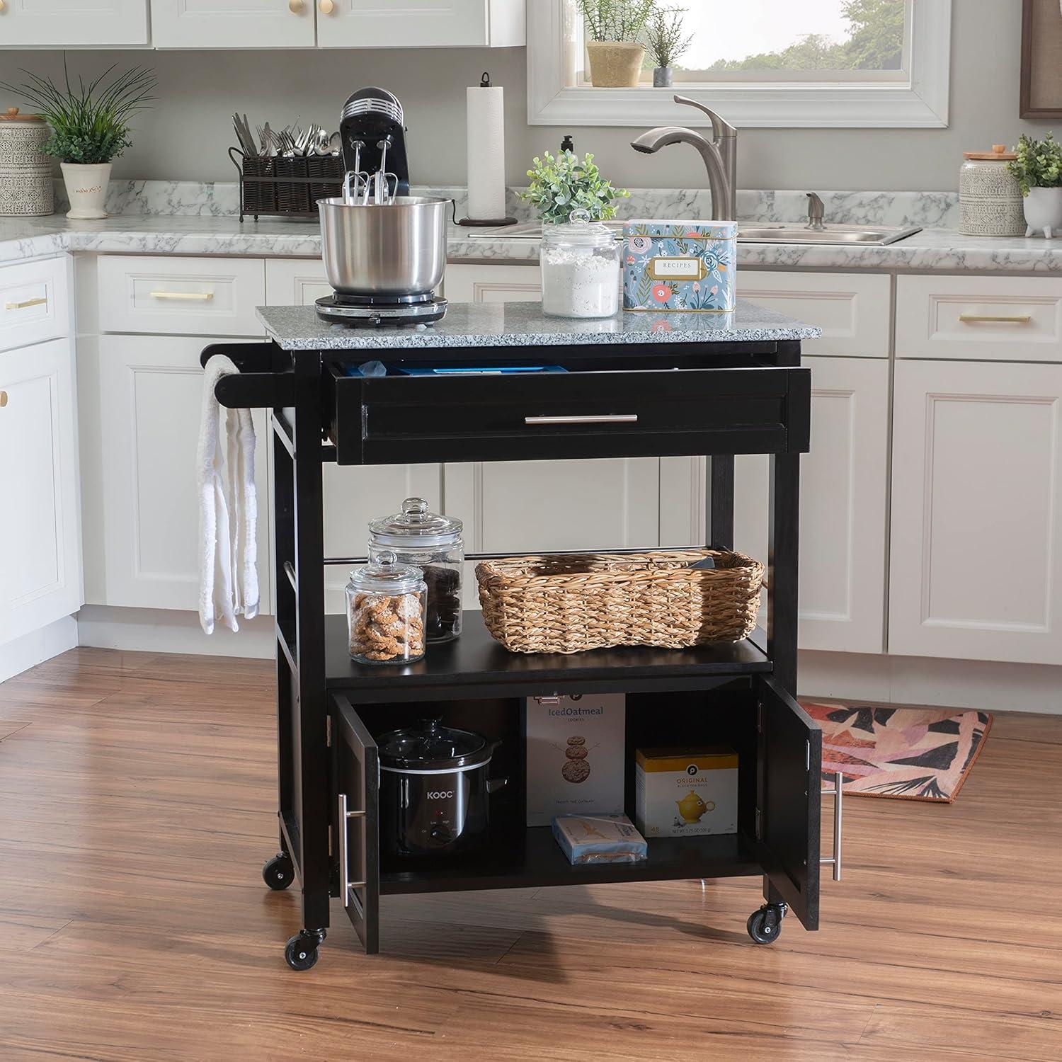 Cameron Kitchen Cart with Granite Top - Linon