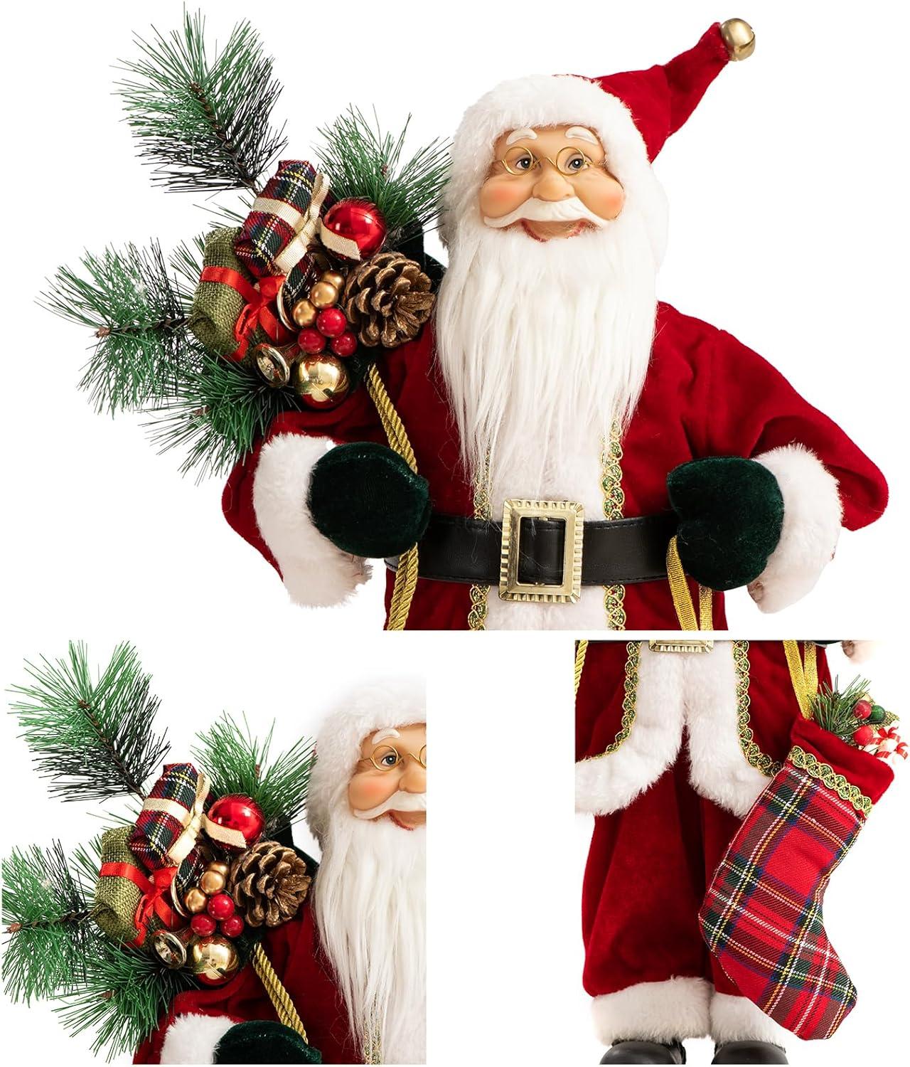 24" Red and White Santa Claus with Presents and Drum Christmas Figure