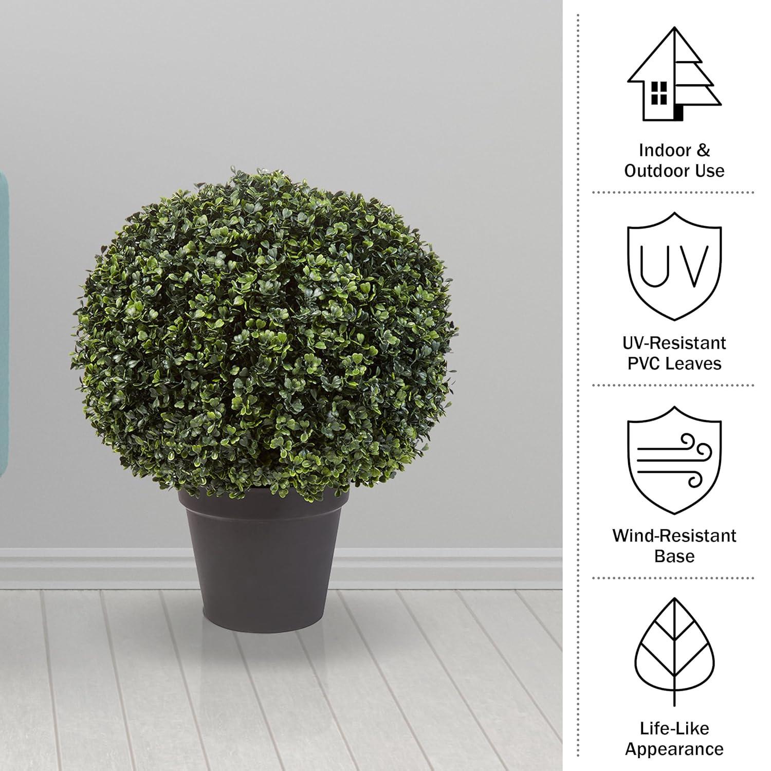 Pure Garden Set of Two 21-Inch Indoor/Outdoor Artificial Boxwood Plants