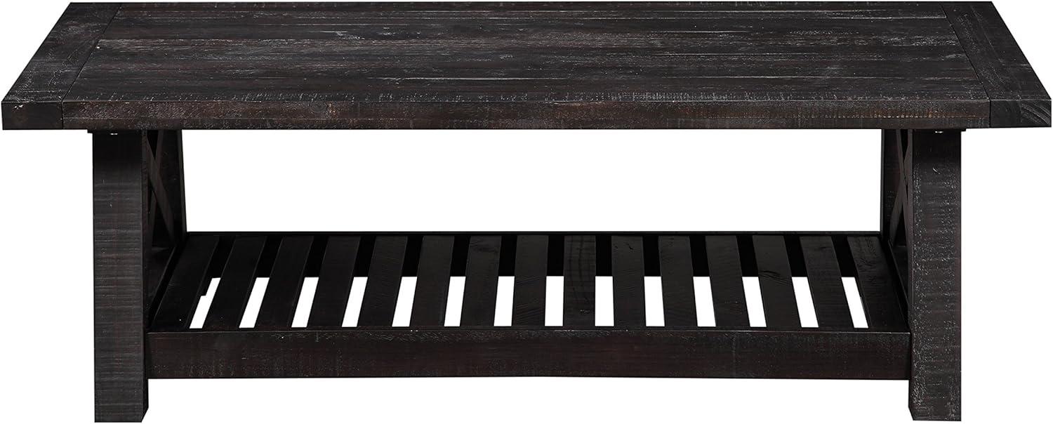 Yosemite Dark Gray Solid Wood Coffee Table with Storage Shelf