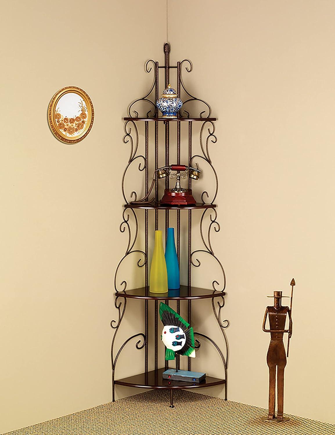 Coaster 4 Shelves Traditional Metal Corner Bookcase in Copper