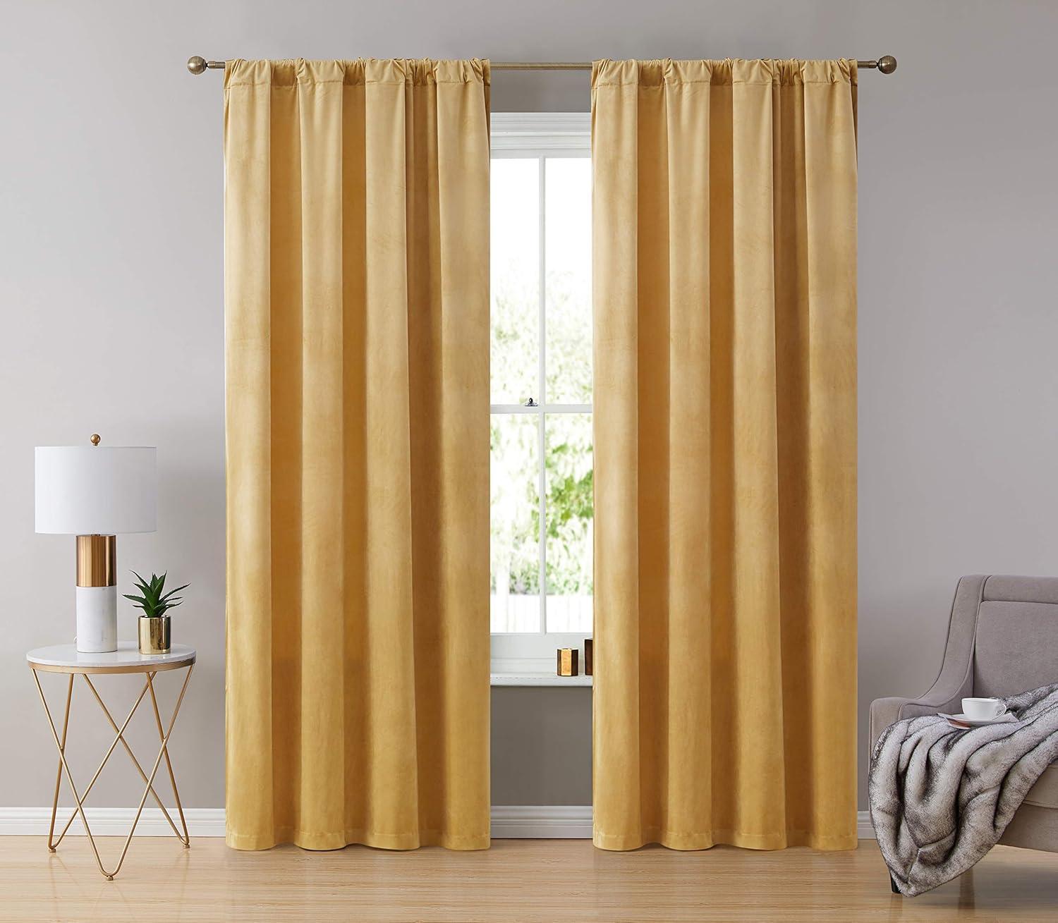 Eider & Ivory™ Monroy Velvet Solid Color Curtain Panels Set (Set of 2)