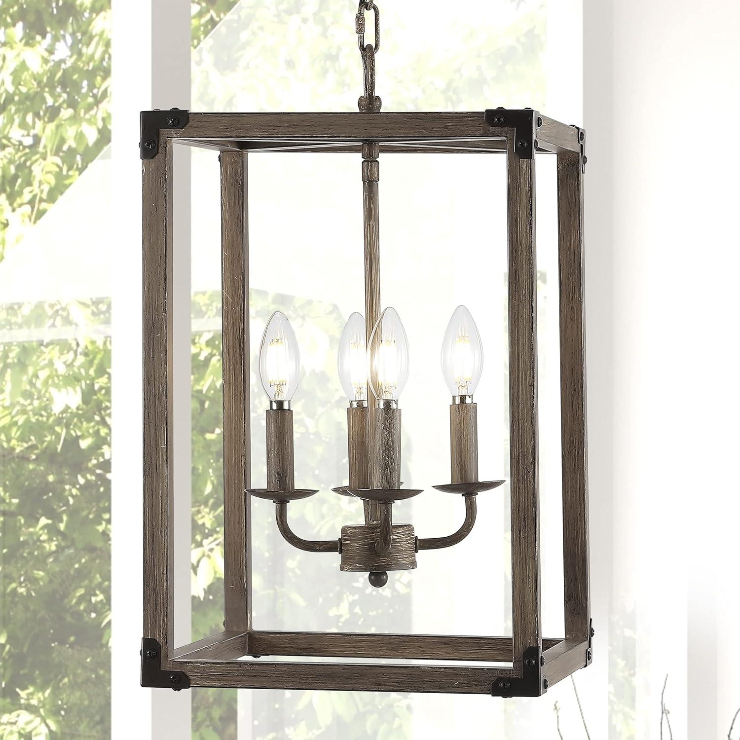 Magnolia 12.13" 4-Light Adjustable Iron Rustic Farmhouse LED Pendant, Brown