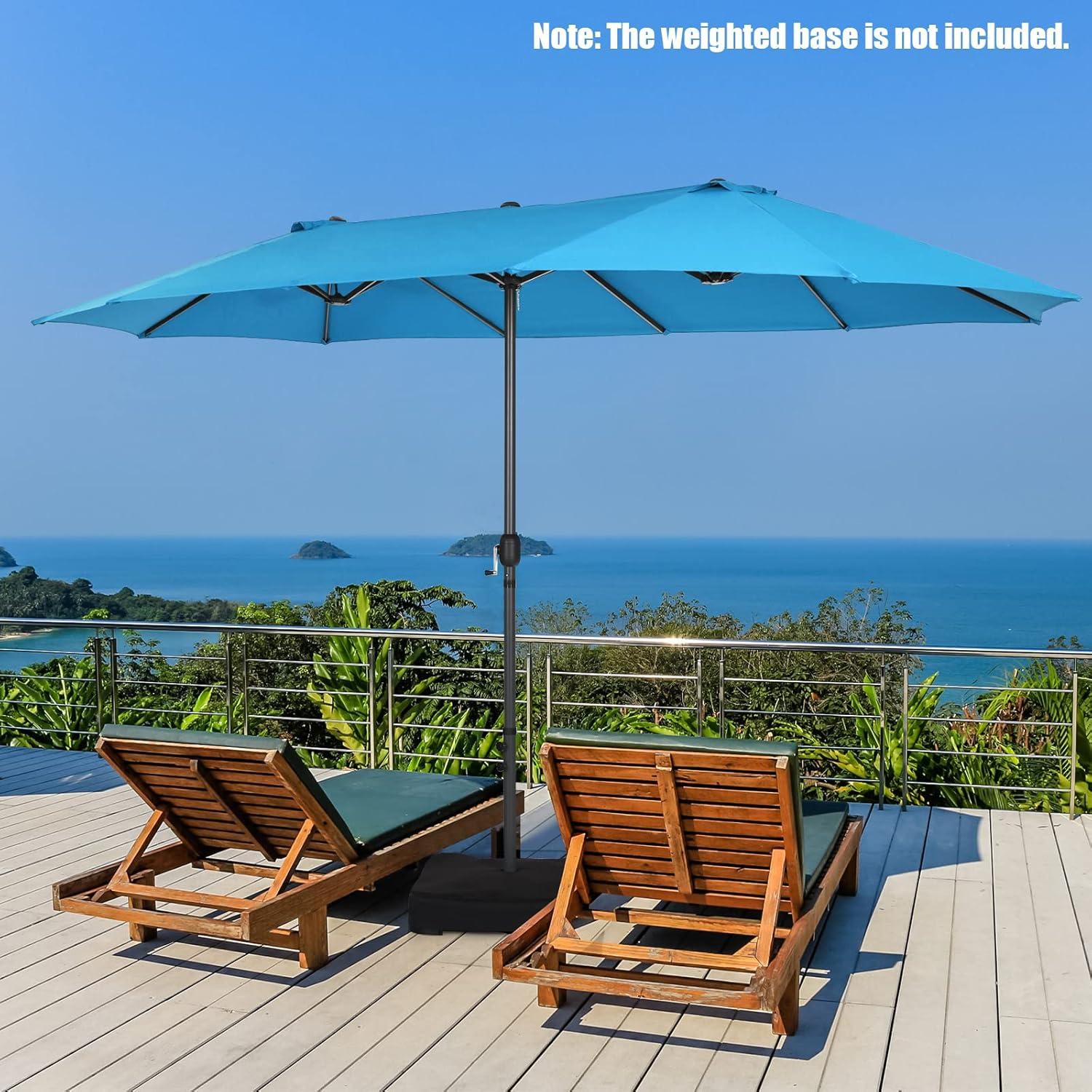 Costway 15FT Patio Double-Sided Umbrella Crank Outdoor Garden Market Sun Shade Blue