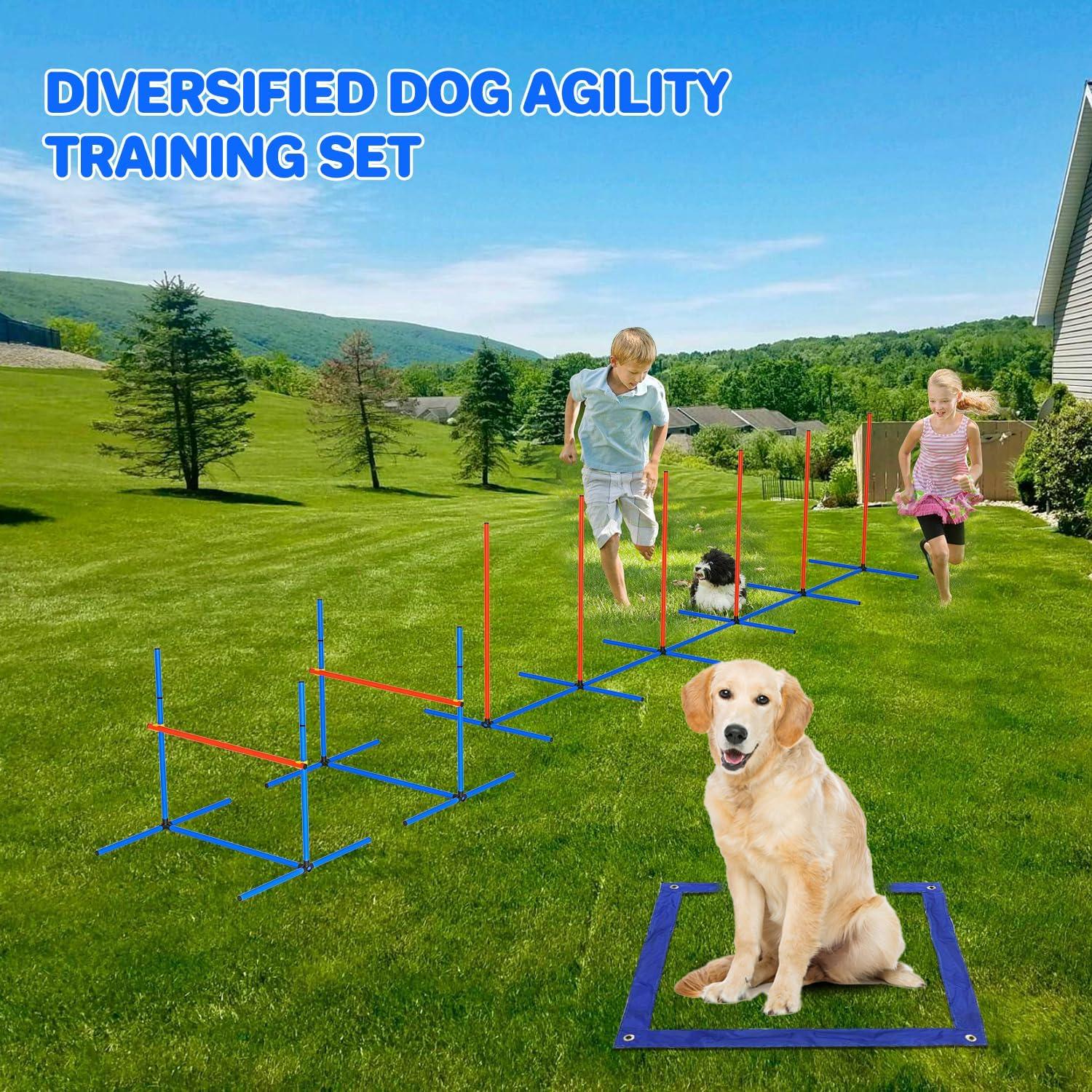 IKARE 4-Piece Blue and Red Dog Agility Training Kit