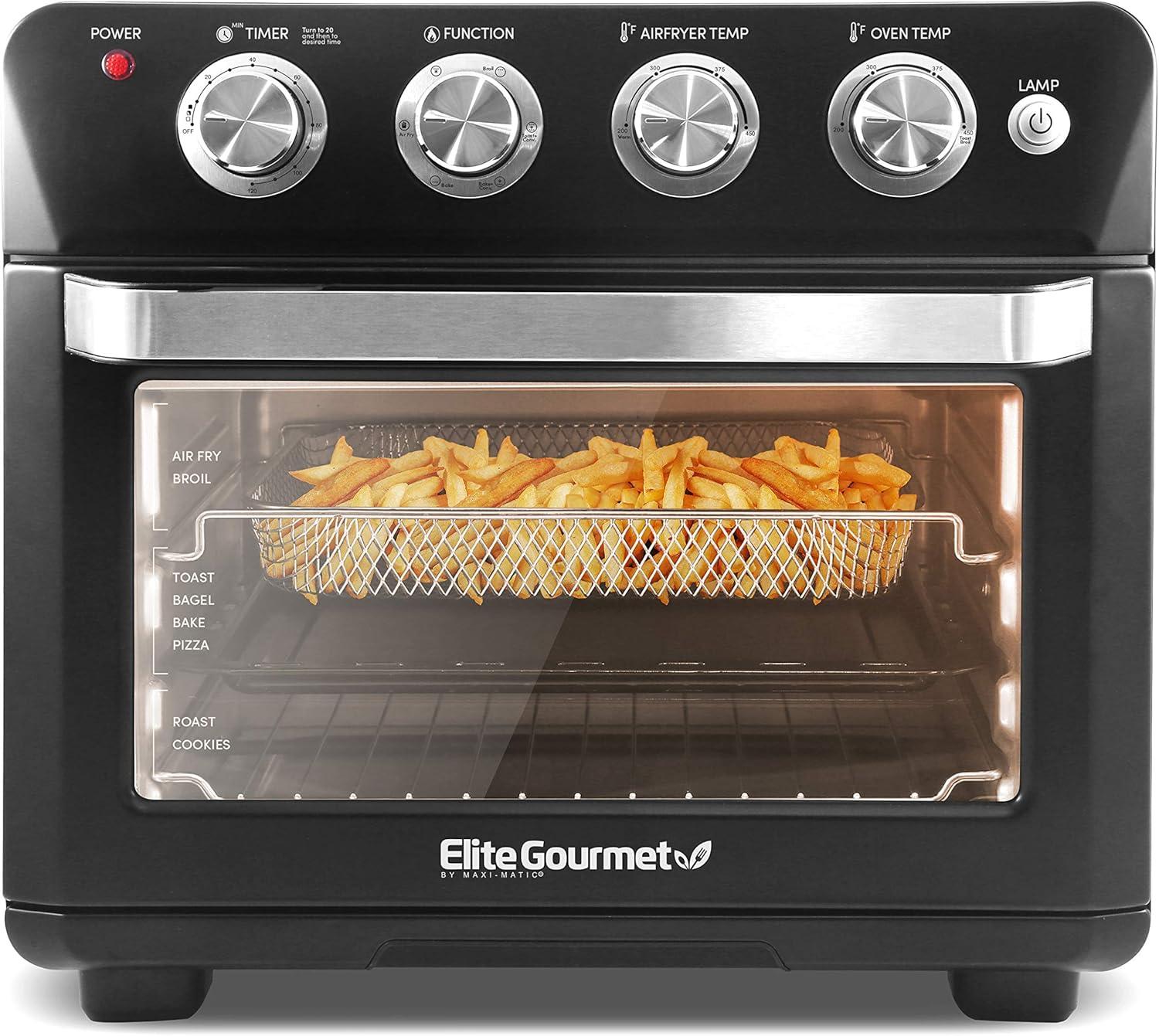 Elite Gourmet x-large 25L Air Fryer Oven with Interior Light, Black