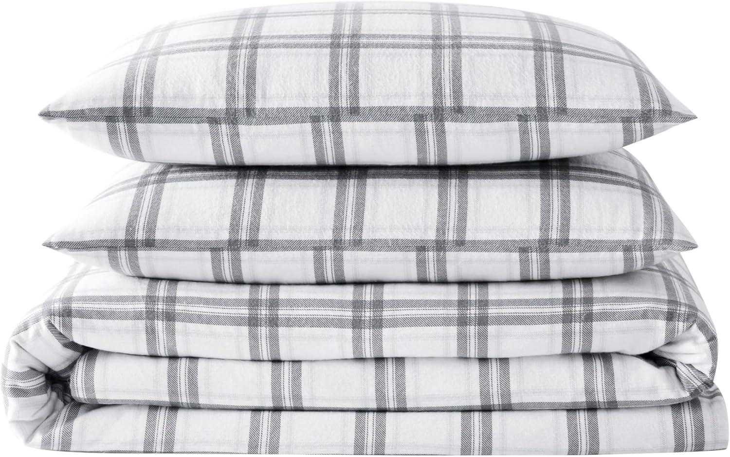 London Fog London Fog Plaid Flannel Duvet Cover Set