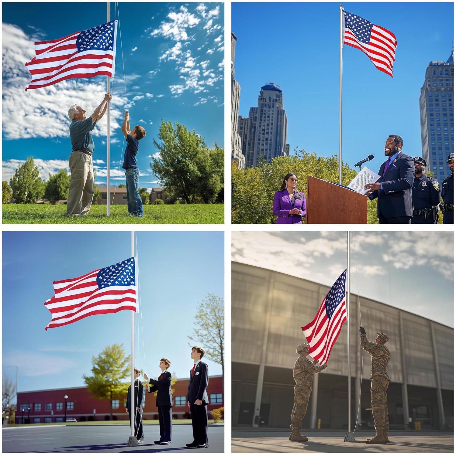 Yescom 25' Upgraded Sectional Aluminum Flagpole Silver