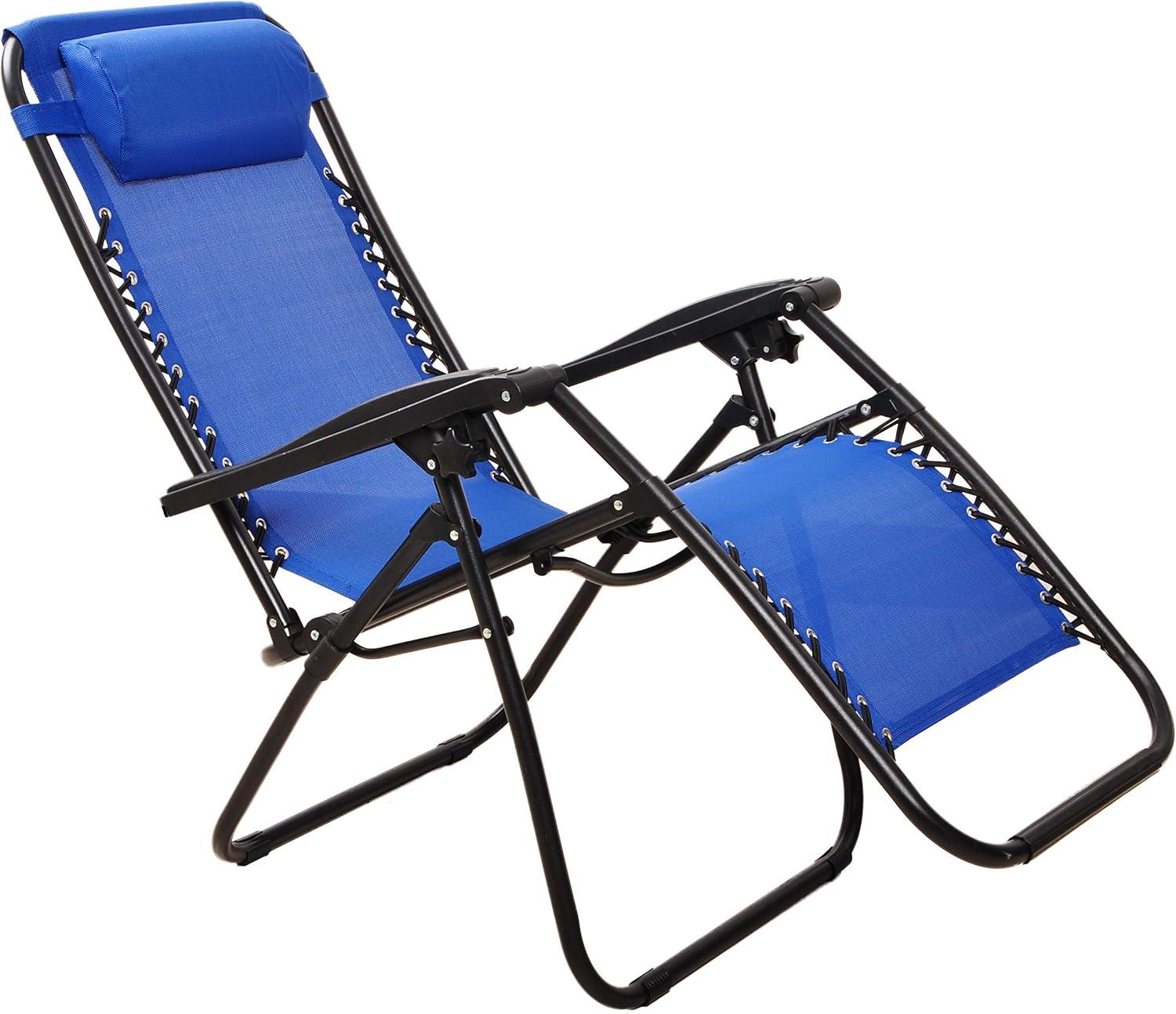 Elevon Adjustable Zero Gravity Recliner Lounge Chair w/ Detachable Cup Holder for Outdoor Deck, Patio, Beach or Bonfire, Weight Capacity 300Lbs, Blue