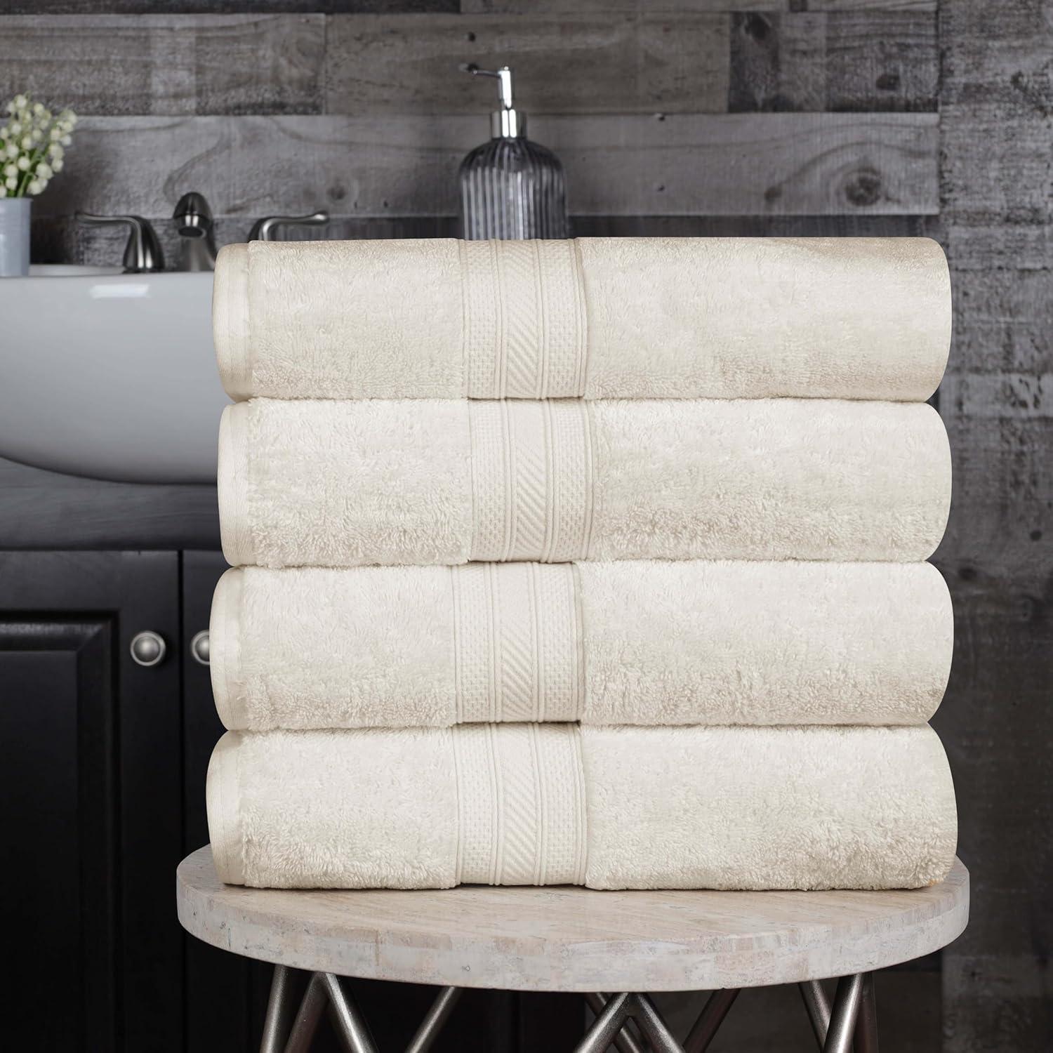 Superior Atlas Cotton Heavyweight 4 Piece Towel Set, Almond