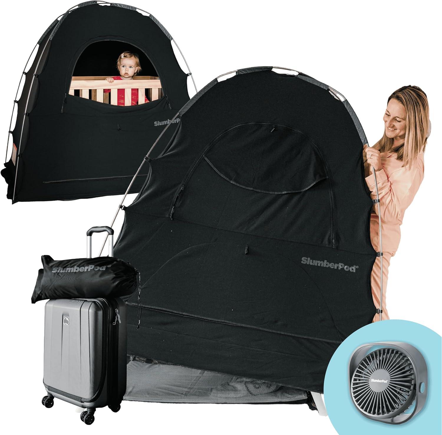SlumberPod Combo with Fan Blackout Portable Privacy Pod - Black
