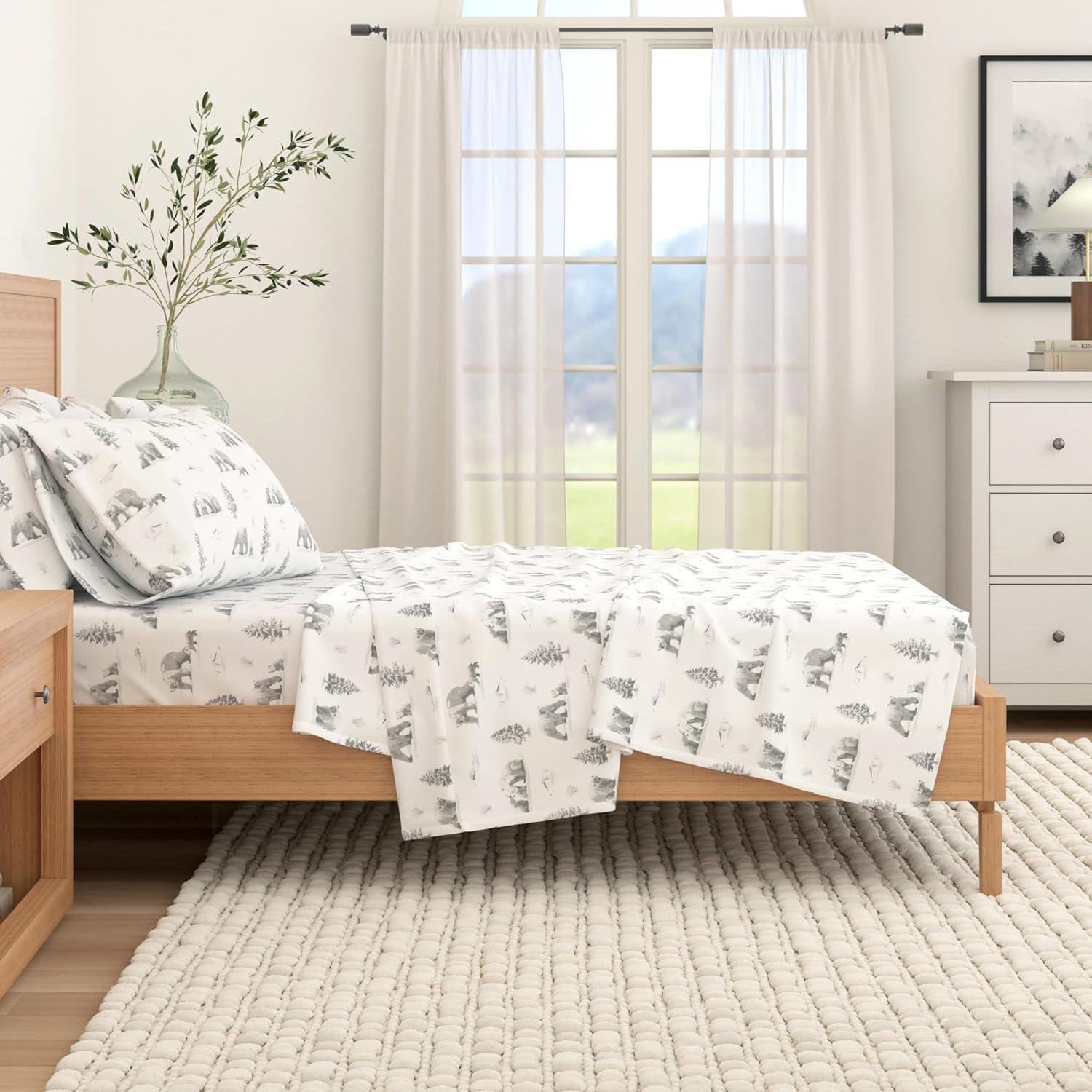 FreshFolds 100% Cotton Lodge Printed Flannel Sheet Set