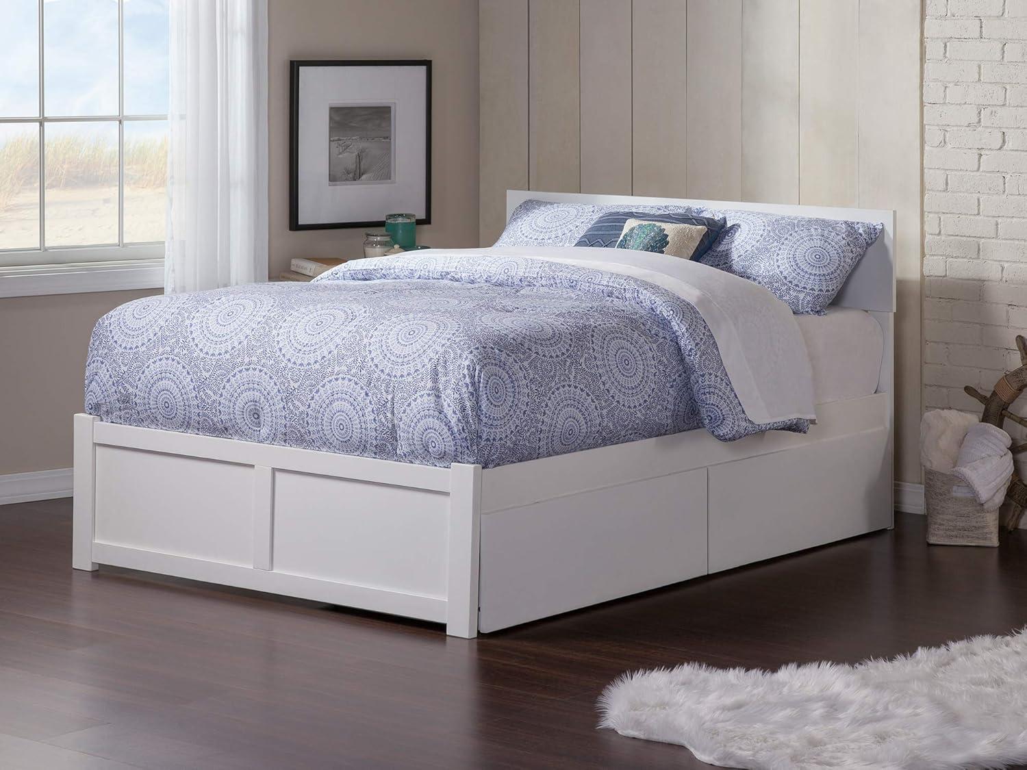 Orlando Queen White Eco-Friendly Hardwood Bed with Storage Drawers