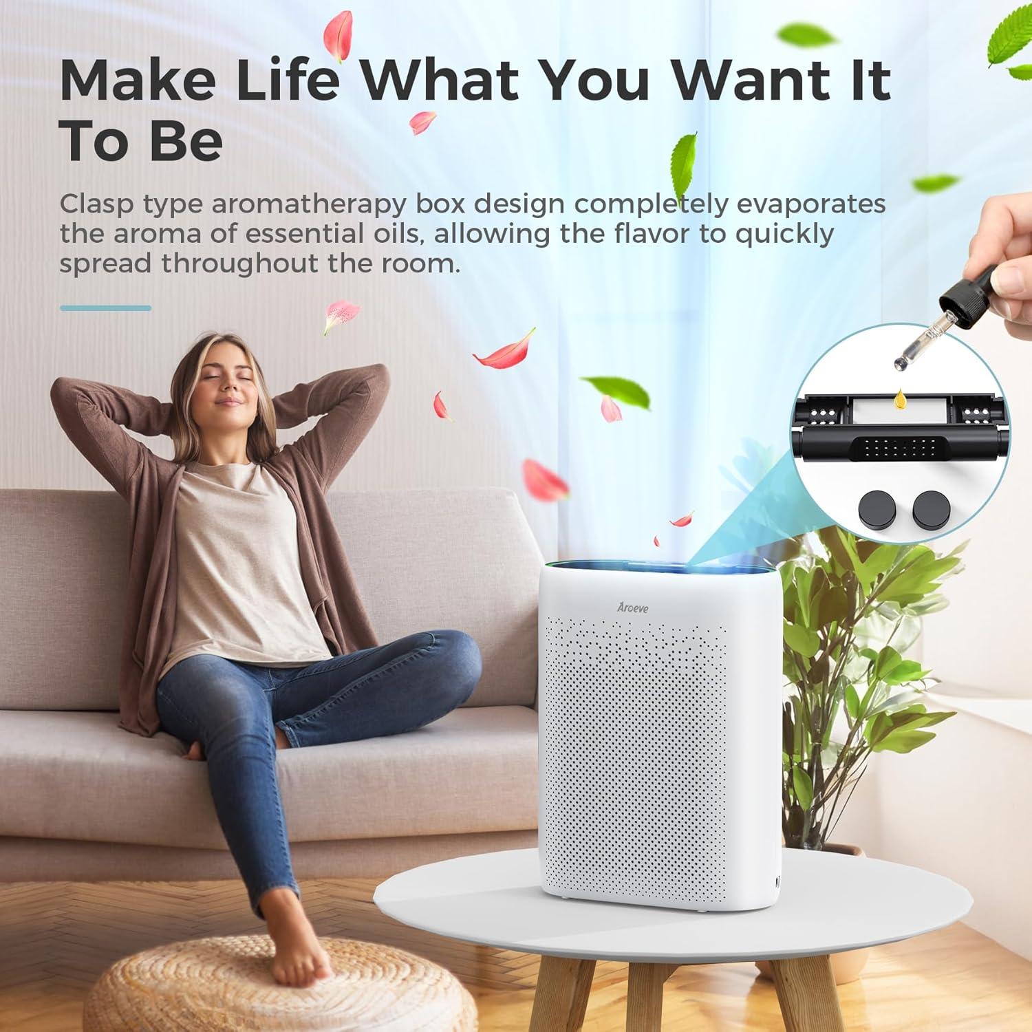 White HEPA Filter Air Purifier with Real-Time Monitoring