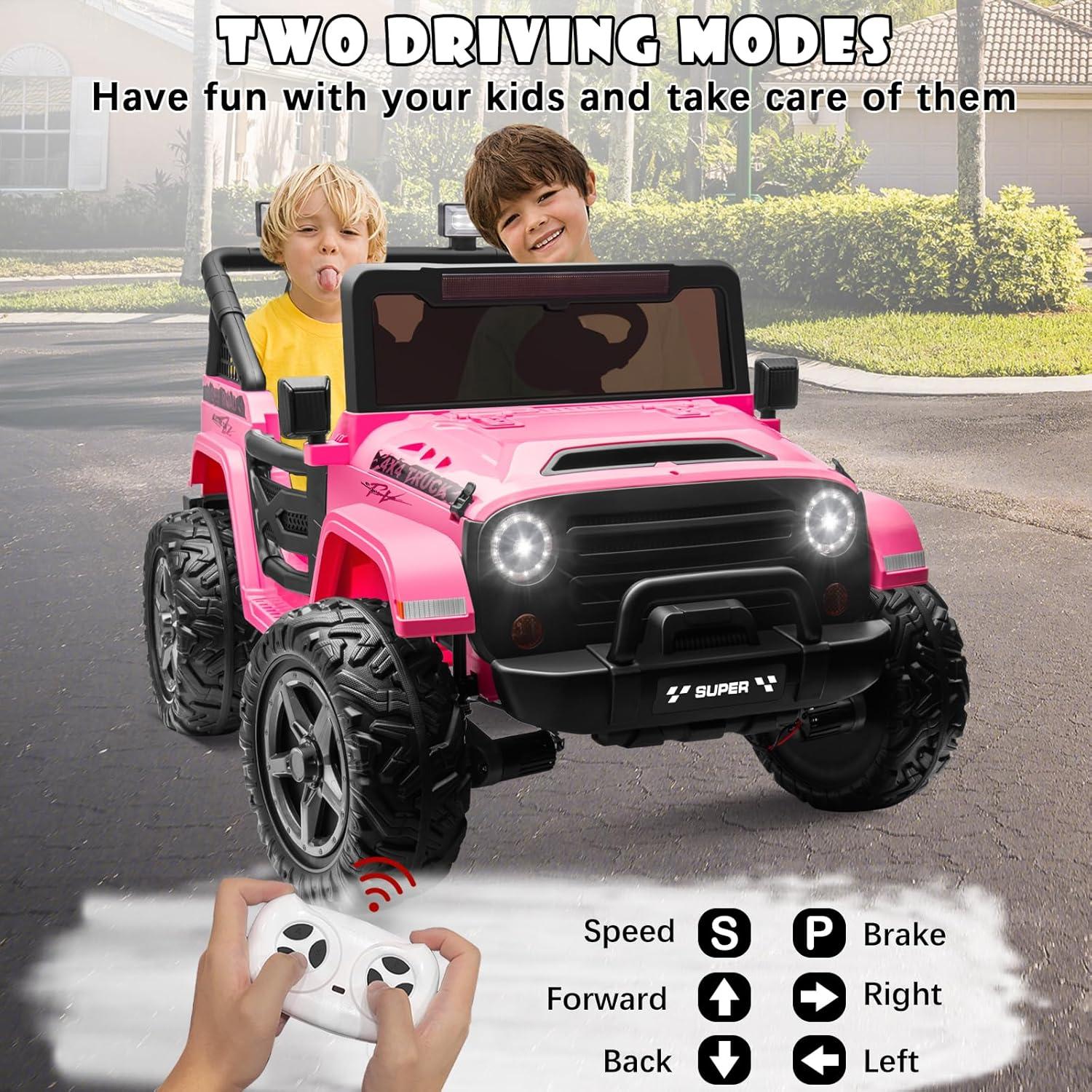 WhizMax 24V Ride On Truck Car with Parent Remote Control,4WD Electric Vehicles with Music,Cool Lighting,spacious Storage In The Rear for Boys Girls Birthday New Year Gifts