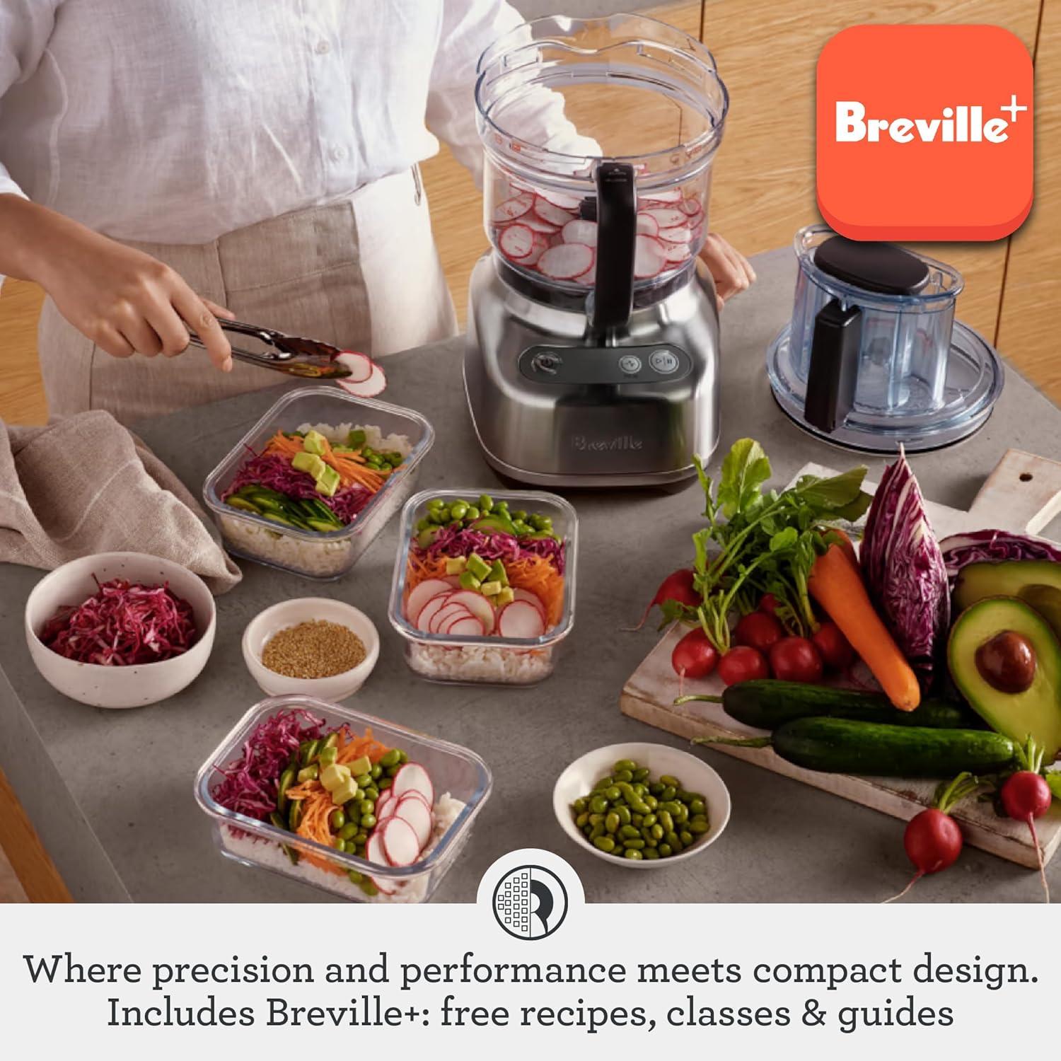 Breville Sous Chef 9 Cup Food Processor Brushed Stainless Steel: 625W, 2 Speeds, Dishwasher-Safe, Mini Kitchen Appliance