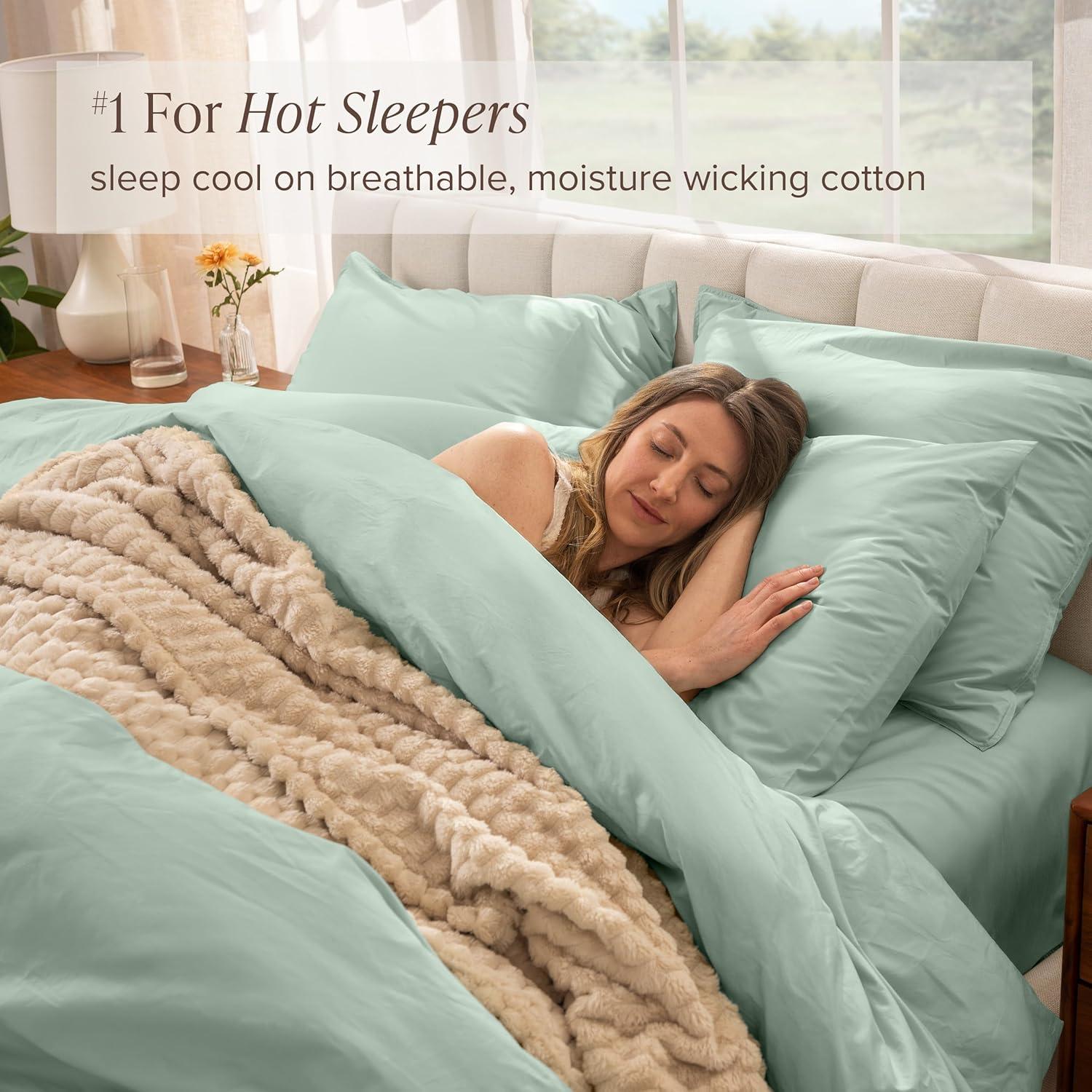 100% Organic Cotton Percale Full/Queen Duvet Cover and Sham Set Willow by Bare Home