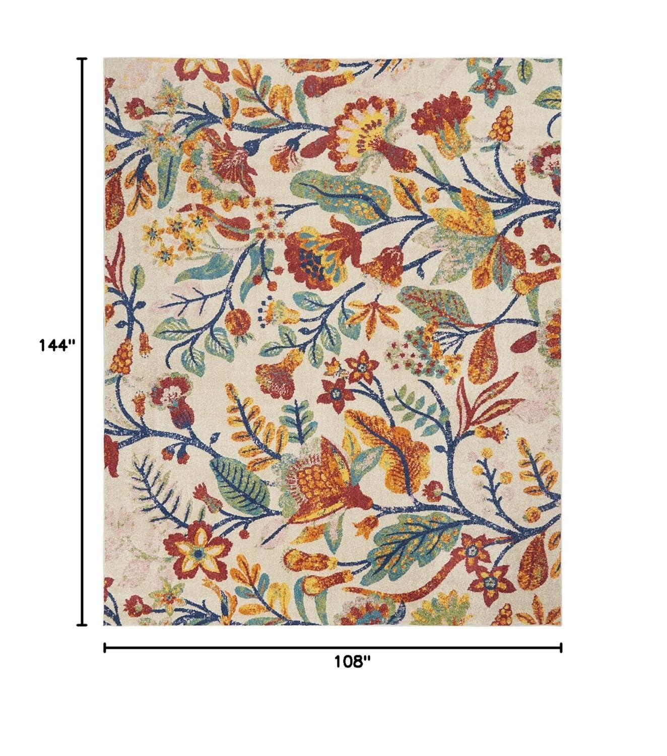 Nourison Allur Botanical Indoor Area Rug Ivory Multicolor 9' x 12'