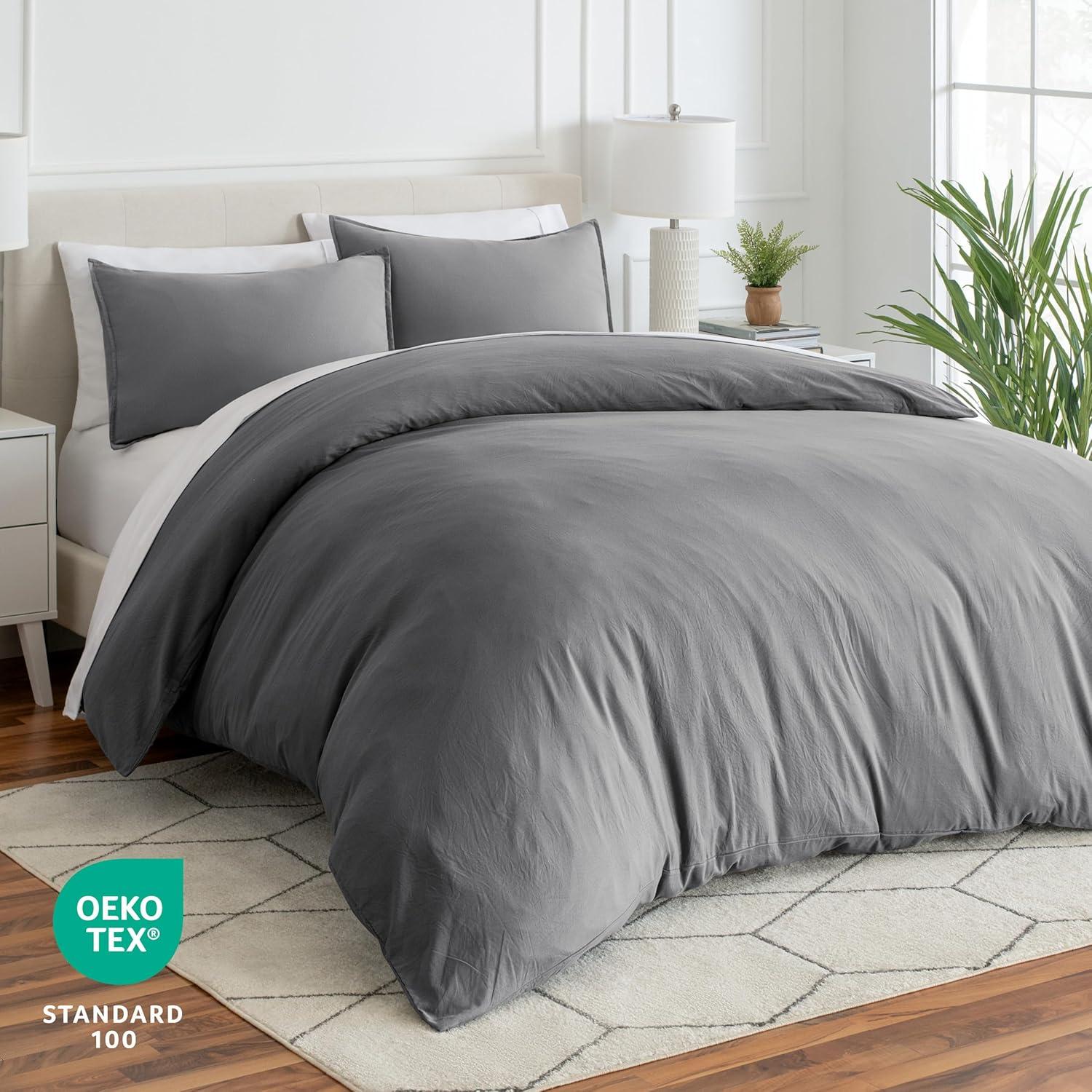 Bare Home Washed Microfiber Duvet Cover Set