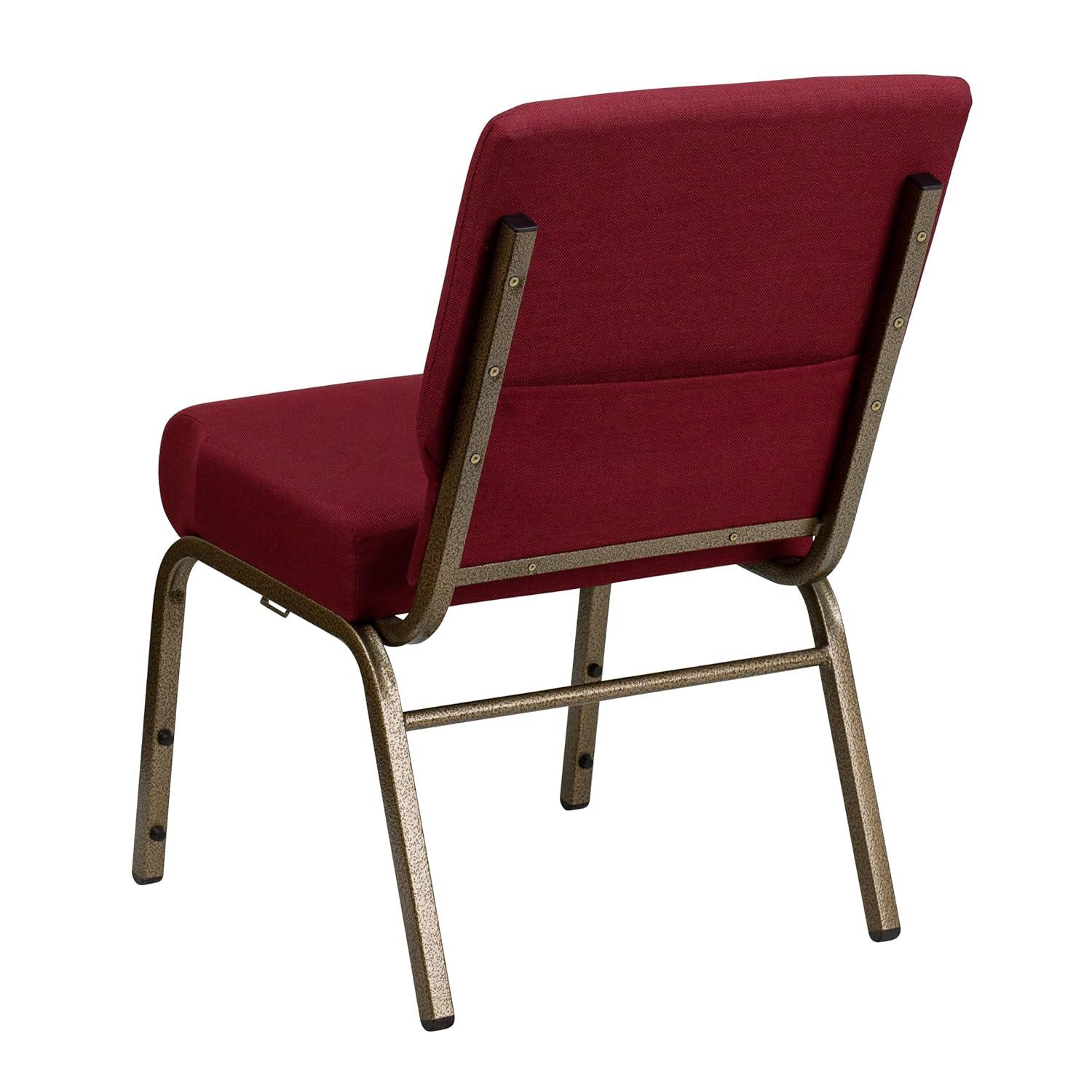 Flash Furniture HERCULES Series Fabric Church Stacking Chair Burgundy/Gold Vein Frame 4 Pack